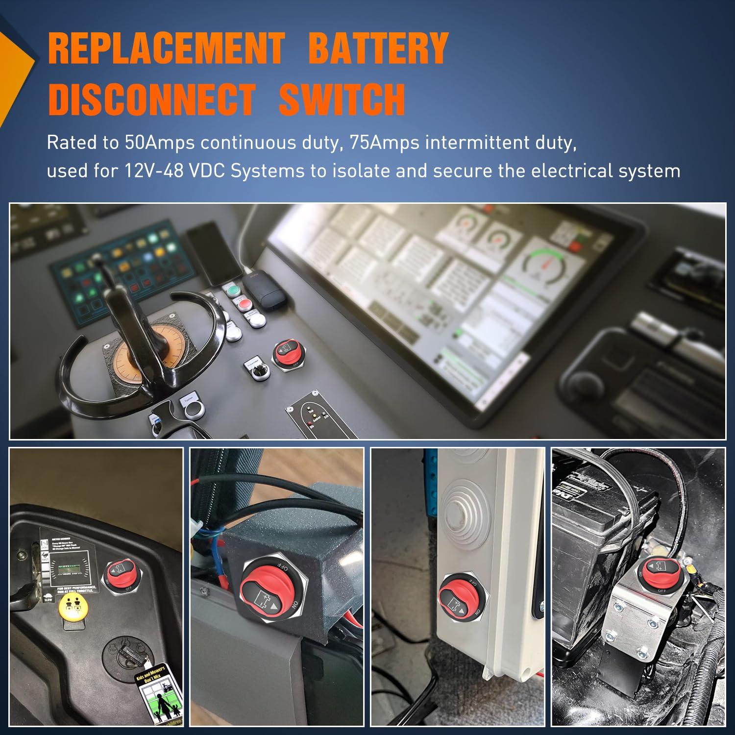 imageNilight Battery Disconnect Switch 50A Master Disconnect Isolator 12V48V On Off Power Cutoff Switch Waterproof Heavy Duty for Marine Boat Car RV ATV UTV Yacht 2 Years WarrantyOnOff Switch 200A