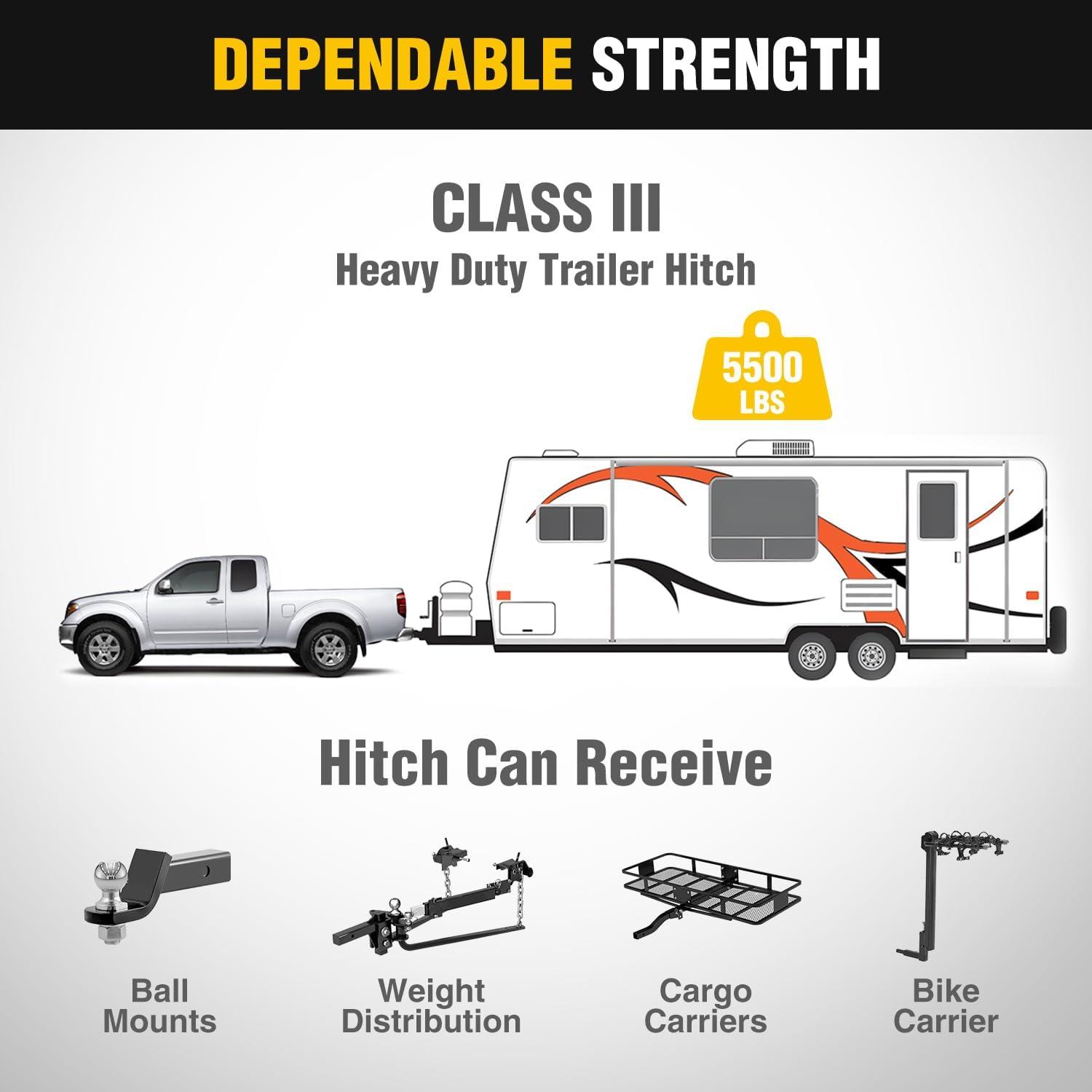 imageNilight Class 3 Trailer Hitch 2 Inch Receiver for 20042007 Toyota Highlander 20042006 Lexus RX330 Lexus RX400h 20062008 Lexus RX350 20072009 MultiFit Hitch Ball Mount Cargo Carrier Bike Rackfor Suzuki Equator 2009 2012