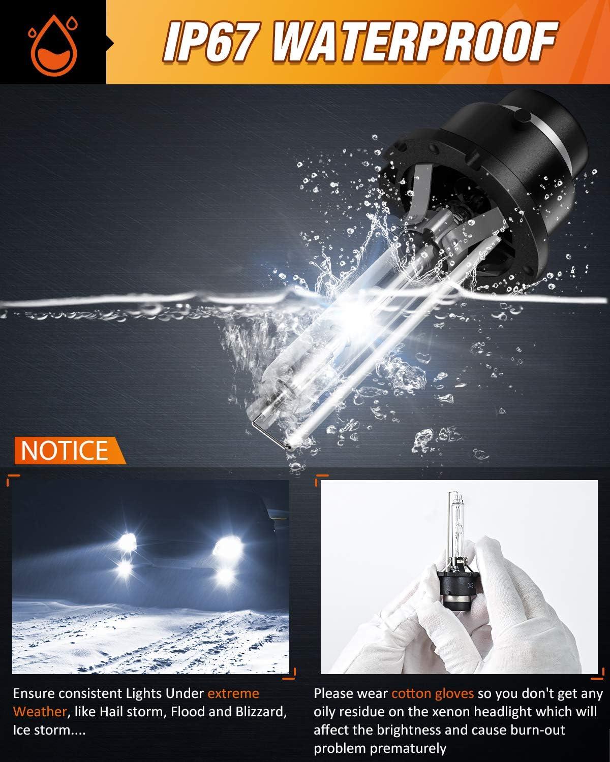 imageNilight D4S HID Bulbs 6000K Diamond White D4S Replacement Super Bright High Low Beam D4S HID Headlight Bulb 2Pack