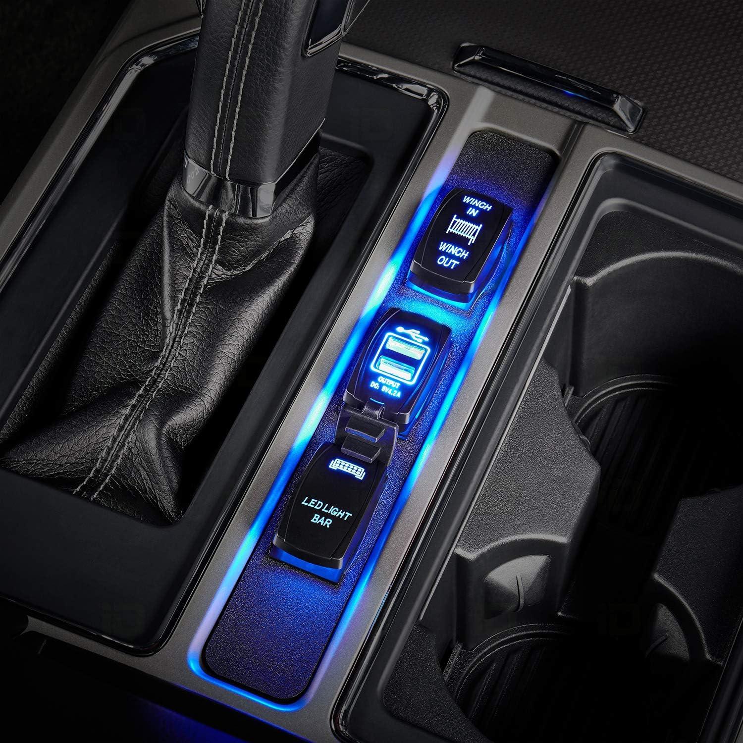 imageNilight Dual USB 42A Rocker Switch Style 12V24V Fast Socket Waterproof Quick for Cars Boats Trucks RVs 2 Years Warranty BlueDual USB