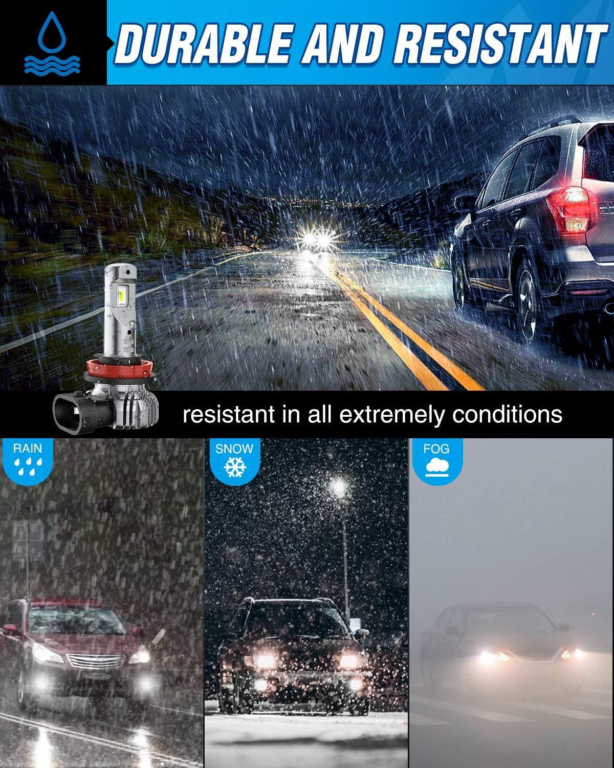 imageNilight EF2 H10 LED Fog Light Bulbs 250 Brightness 50000 Hours Long Lifespan 6000K Xenon White Fog Light Bulbs 91409145 LED Fog Light DRL Bulbs Replacement2packWhite