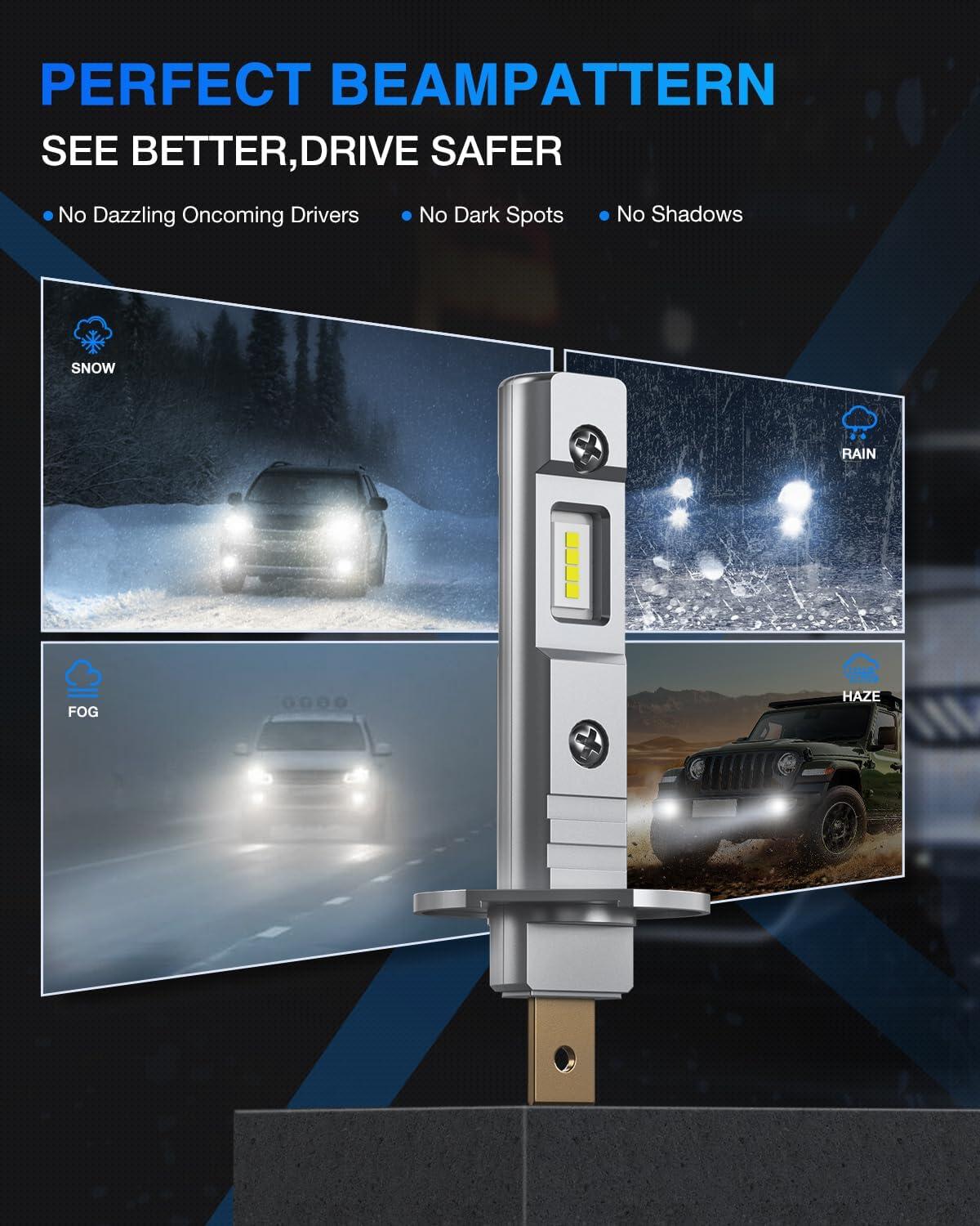 imageNilight EF2 H10 LED Fog Light Bulbs 250 Brightness 50000 Hours Long Lifespan 6000K Xenon White Fog Light Bulbs 91409145 LED Fog Light DRL Bulbs Replacement2packWhite