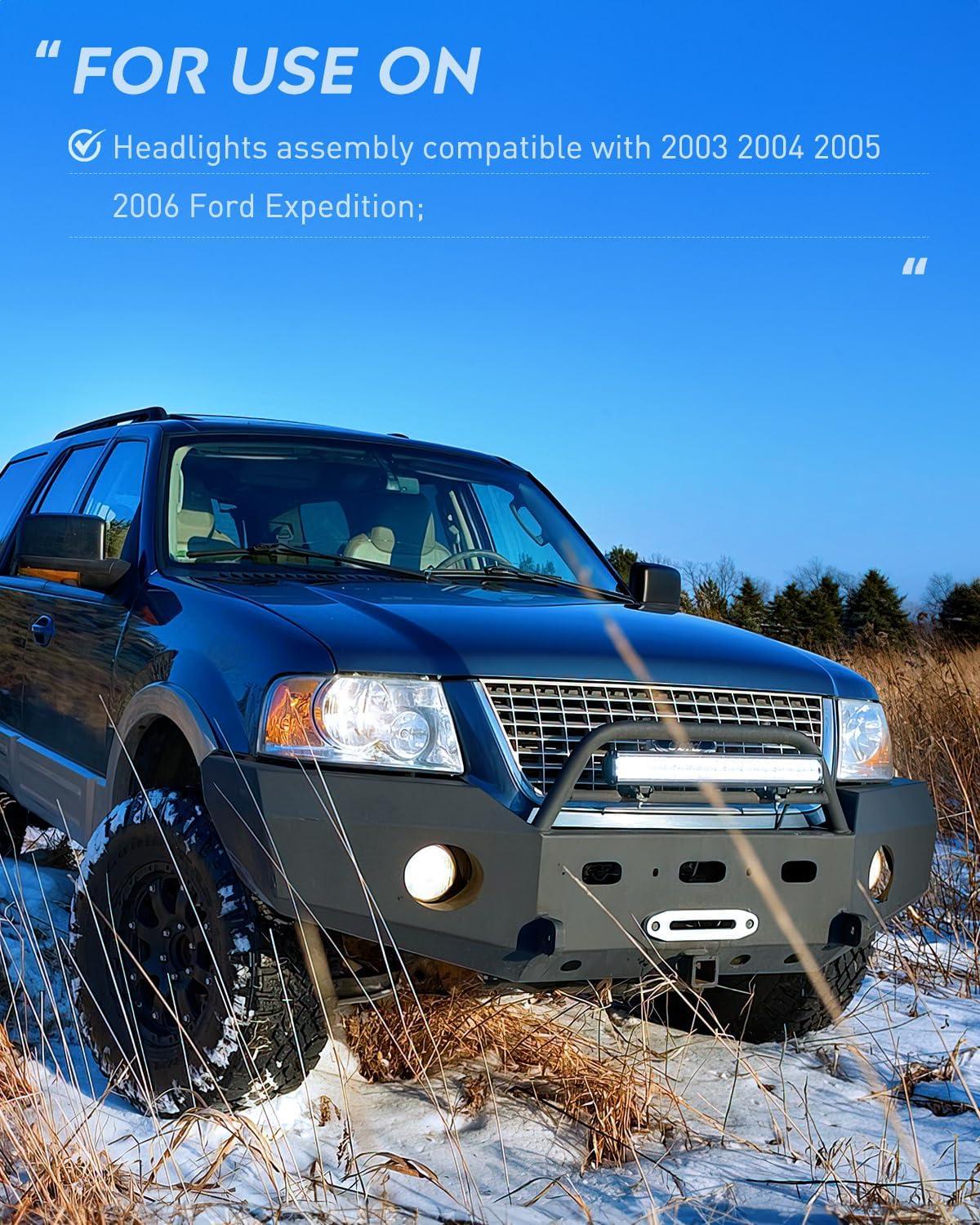 imageNilight Headlight Assembly 2005 2006 2007 F250 F350 F450 F550 Super Duty Black Housing Amber Corner Clear Lens 4 Pack Headlights Assembly ReplacementChrome Housing Amber Reflector