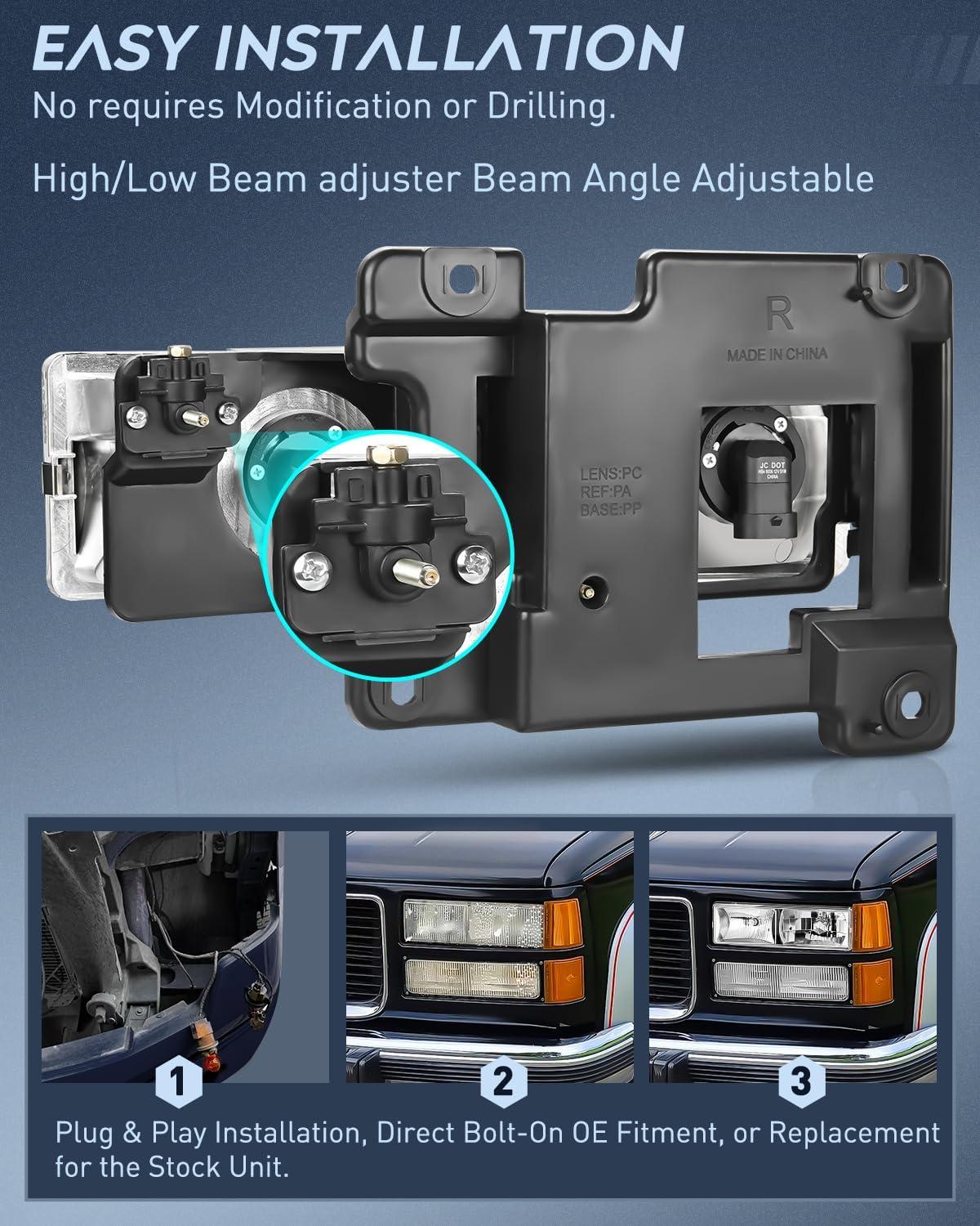 imageNilight Headlight Assembly Compatible with 1988 1989 1990 1991 1992 1993 1994 1995 1996 1997 1998 CK GMC Sierra Blazer Yukon 19941999 Tahoe Pickup Headlamp Replacement