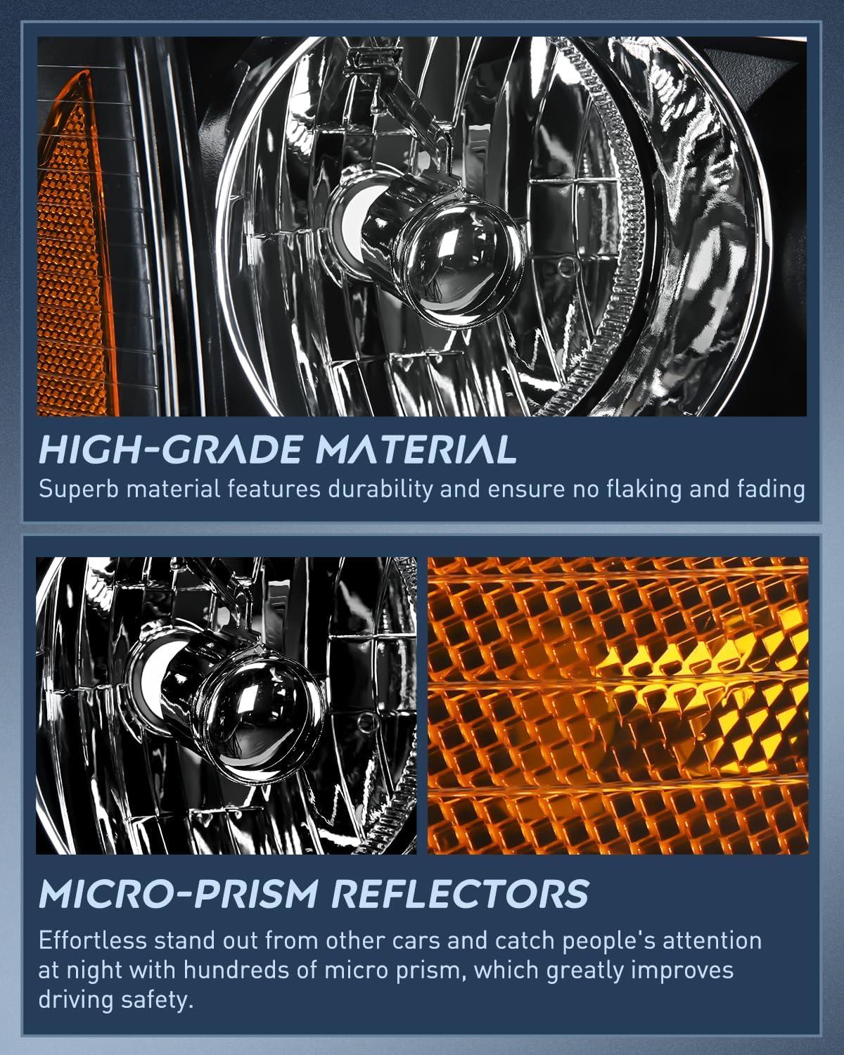 imageNilight Headlight Assembly Compatible with 2006 2007 2008 2009 2010 Dodge Charger Black Housing Amber Reflector Clear Lens Headlights Replacement Bumper Lamp Set Driver and Passenger SideBlack Housing Amber Reflector