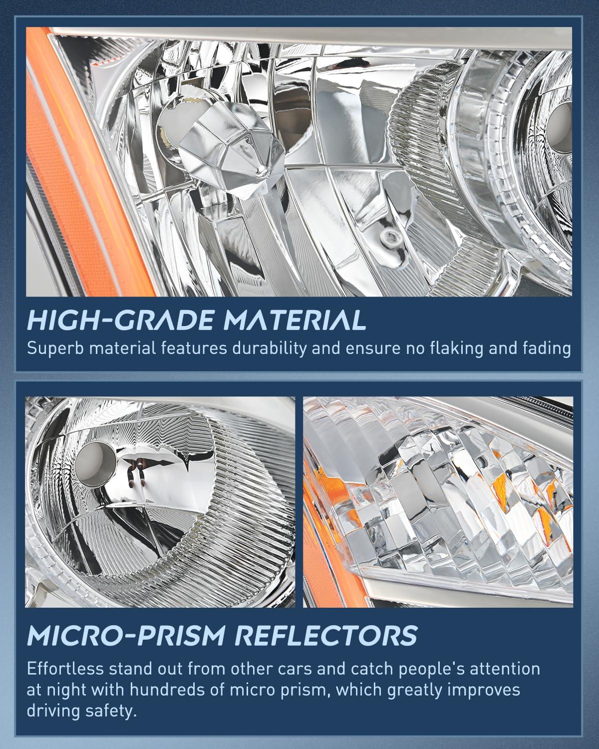 imageNilight Headlight Assembly Compatible with 2016 2017 2018 Honda HRV HRV Black Housing Amber Reflector Clear Lens Headlights Replacement Driver and Passenger SideChrome Housing Amber Reflector