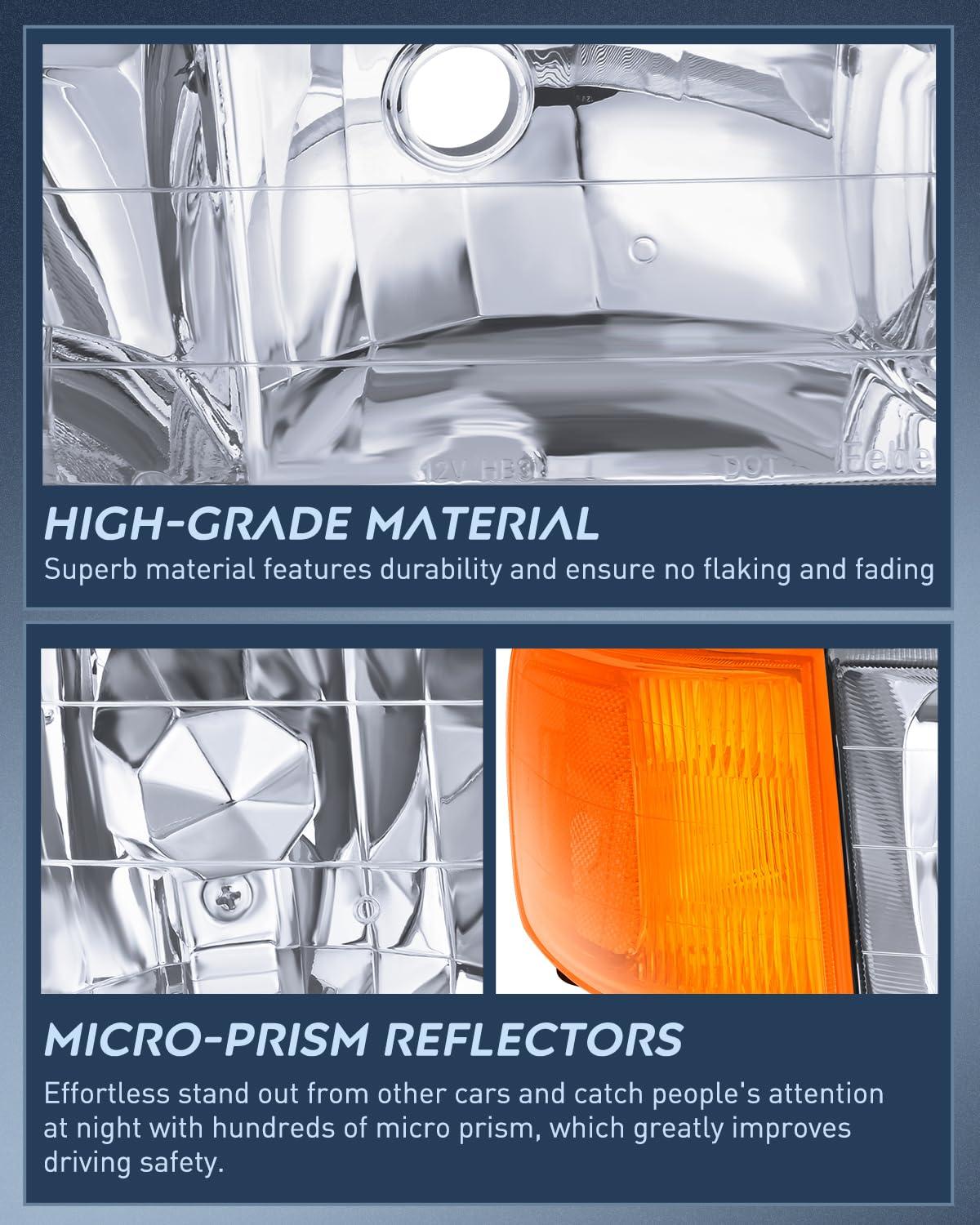 imageNilight Headlight Assembly Compatible with 2016 2017 2018 Honda HRV HRV Black Housing Amber Reflector Clear Lens Headlights Replacement Driver and Passenger SideChrome Housing Amber Reflector