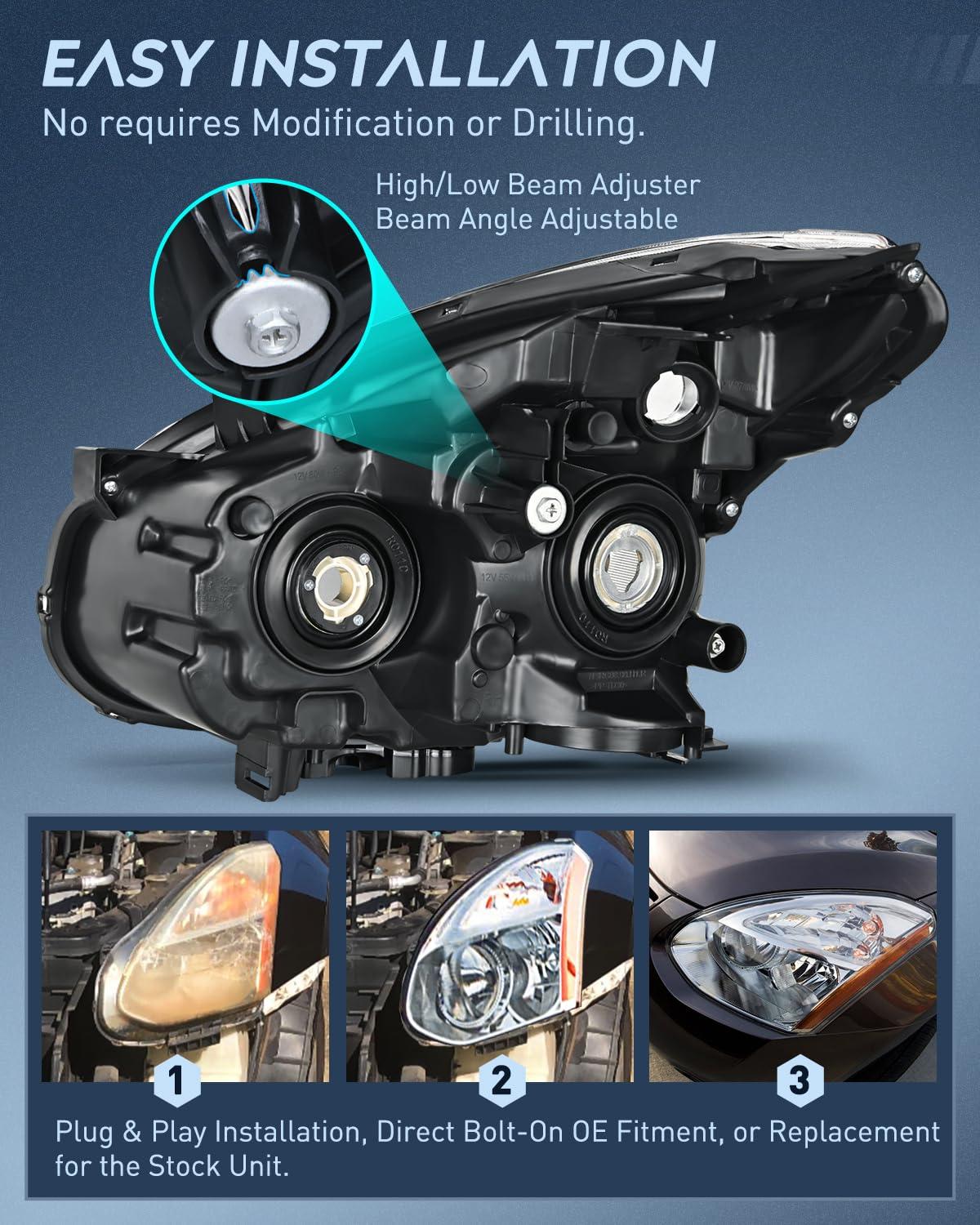 imageNilight Headlight Assembly Compatible with 2016 2017 2018 Honda HRV HRV Black Housing Amber Reflector Clear Lens Headlights Replacement Driver and Passenger SideChrome Housing Amber Reflector