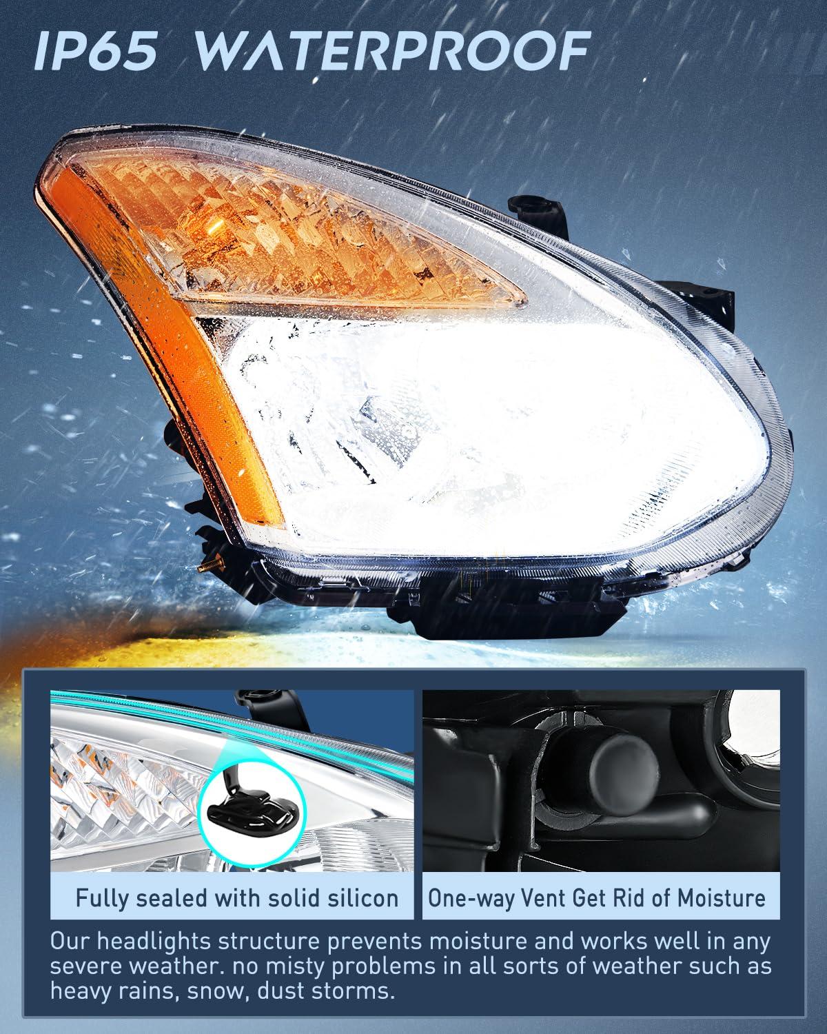 imageNilight Headlight Assembly Compatible with 2016 2017 2018 Honda HRV HRV Black Housing Amber Reflector Clear Lens Headlights Replacement Driver and Passenger SideChrome Housing Amber Reflector