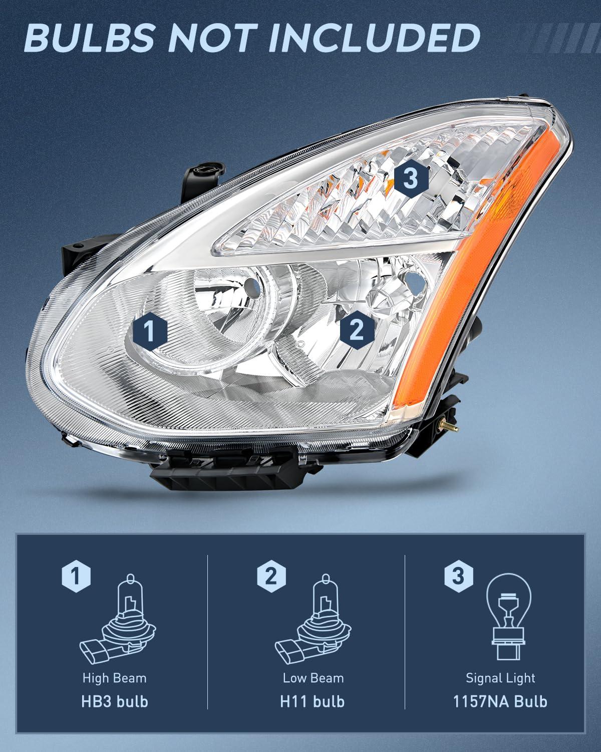 imageNilight Headlight Assembly Compatible with 2016 2017 2018 Honda HRV HRV Black Housing Amber Reflector Clear Lens Headlights Replacement Driver and Passenger SideChrome Housing Amber Reflector