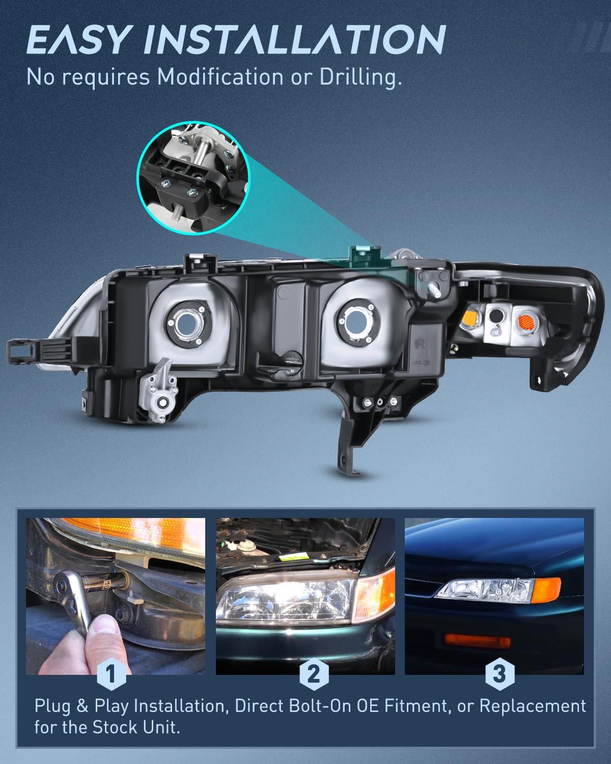 imageNilight Headlight Assembly Compatible with 2016 2017 2018 Honda HRV HRV Black Housing Amber Reflector Clear Lens Headlights Replacement Driver and Passenger SideChrome Housing Amber Reflector