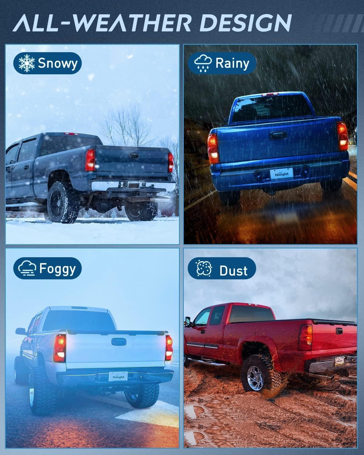 imageNilight Headlight Assembly for 2003 2004 2005 2006 Chevy Silverado Avalanche 1500 1500HD 2500 2500HD 3500 Chevrolet Pickup Replacement Headlamp Housing Bumper Lamp SetBlack Housing Amber Reflector