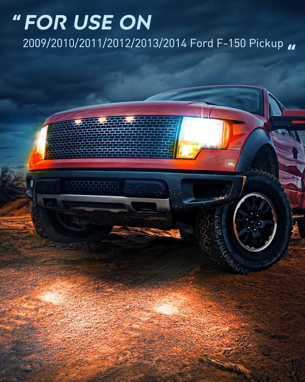 imageNilight Headlights Assembly for Ford F150 F150 2009 2010 2011 2012 2013 2014Led DRL HeadlampBlack HousingBlack Housing Amber Reflector