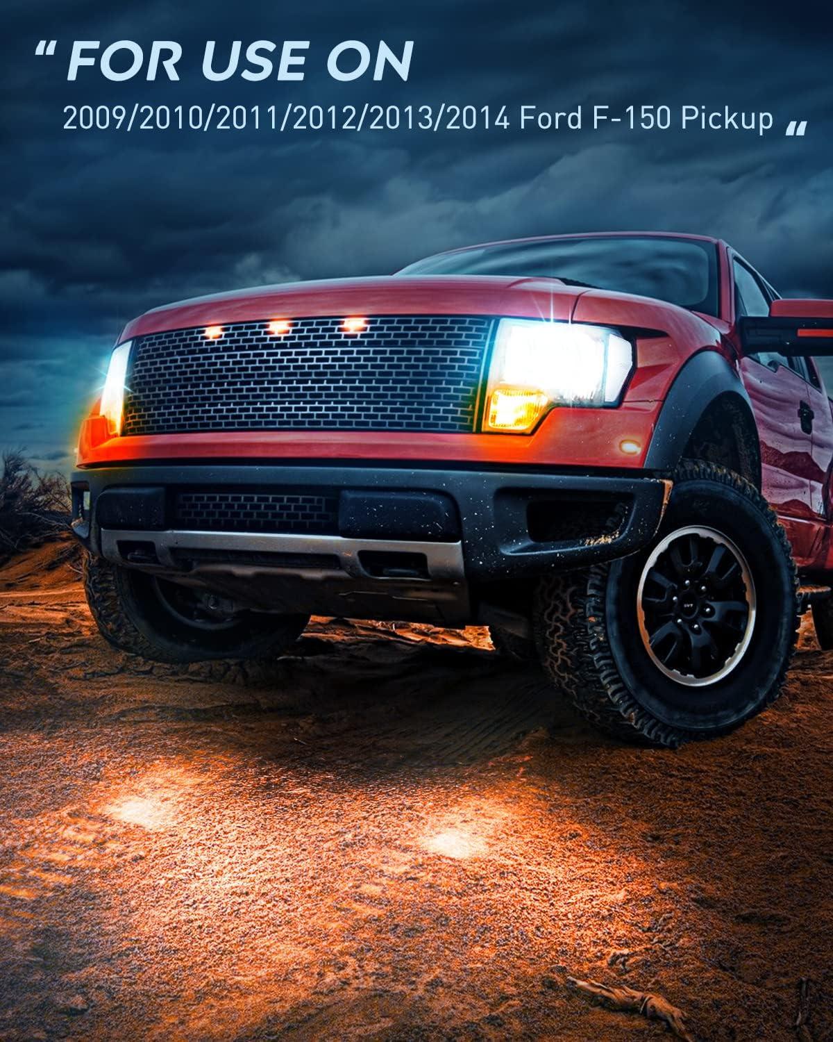 imageNilight Headlights Assembly for Ford F150 F150 2009 2010 2011 2012 2013 2014Led DRL HeadlampBlack HousingBlack Housing Clear Reflector