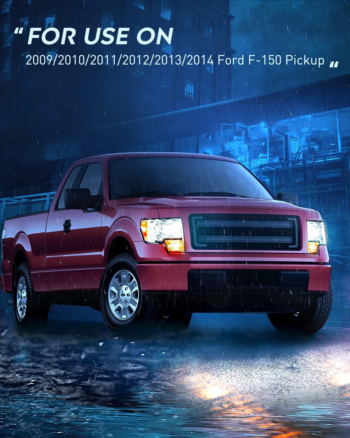 imageNilight Headlights Assembly for Ford F150 F150 2009 2010 2011 2012 2013 2014Led DRL HeadlampBlack HousingChrome Housing Amber Reflector