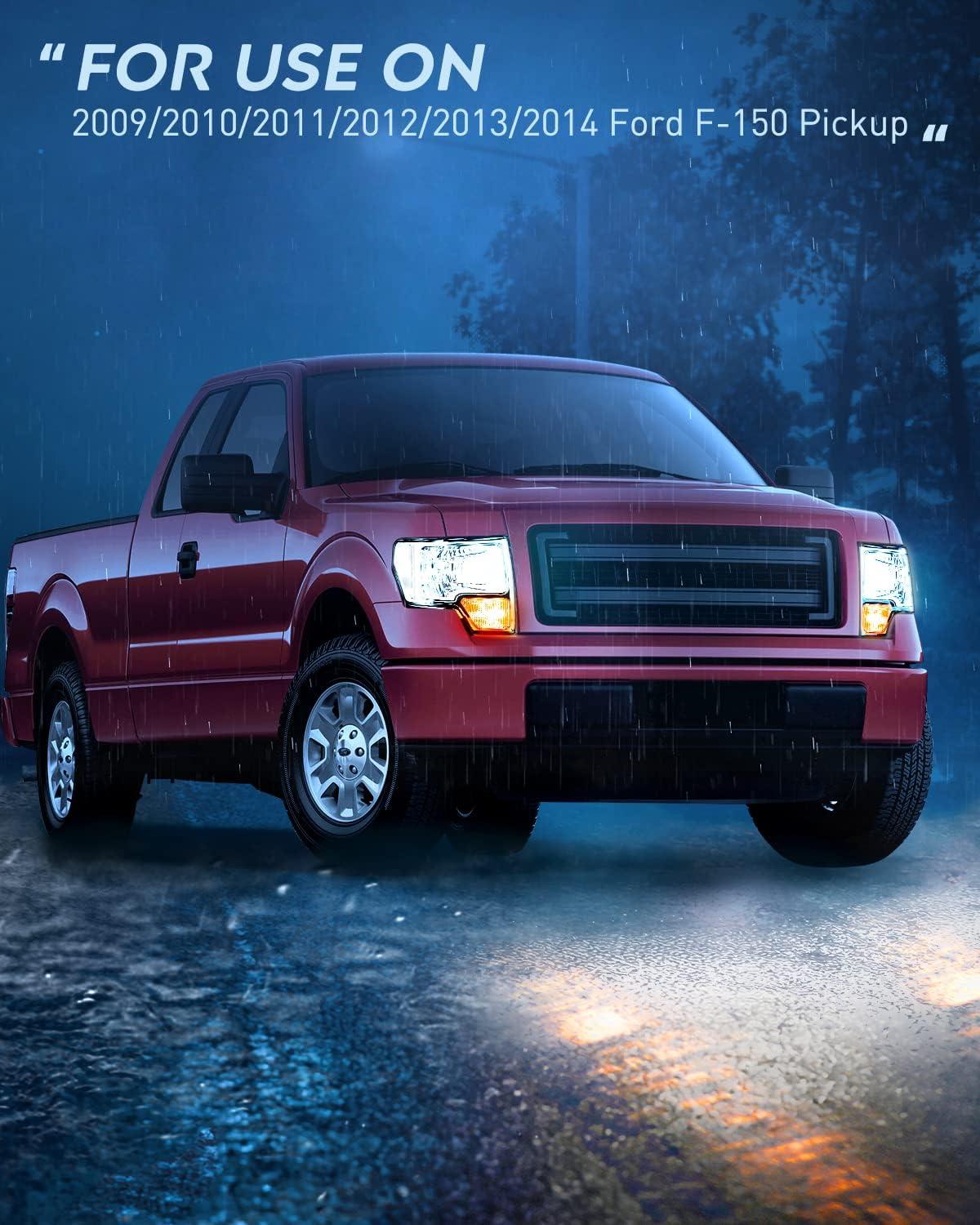 imageNilight Headlights Assembly for Ford F150 F150 2009 2010 2011 2012 2013 2014Led DRL HeadlampBlack HousingChrome Housing Clear Reflector