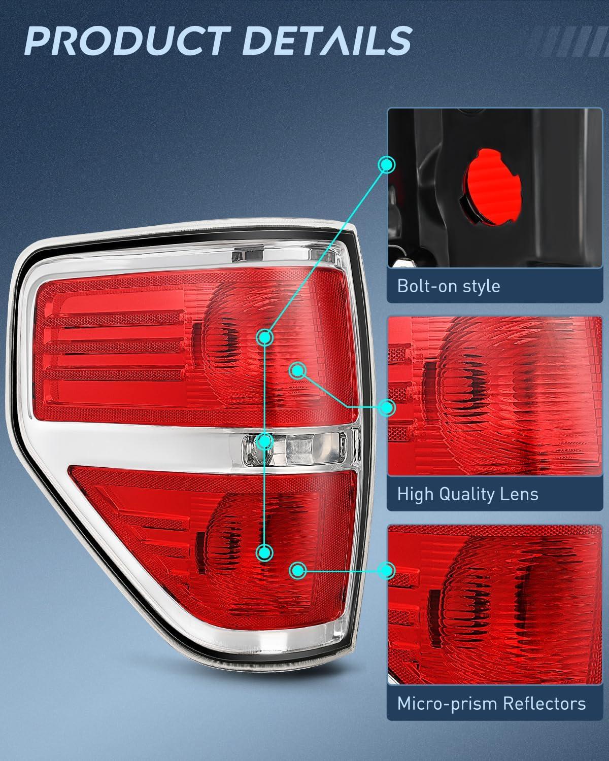 imageNilight Headlights Assembly for Ford F150 F150 2009 2010 2011 2012 2013 2014Led DRL HeadlampBlack HousingChromeDriver Side