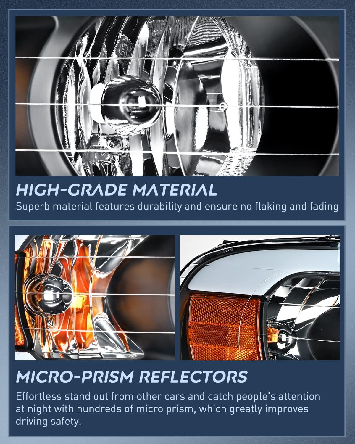 imageNilight Headlights for 2002 2003 2004 2005 Ram 1500 2500 3500 Truck Black Housing Clear CornerHeadlight Assembly Replacement kitDriver and Passenger Side2 PackBlack Housing Amber Reflector DRL