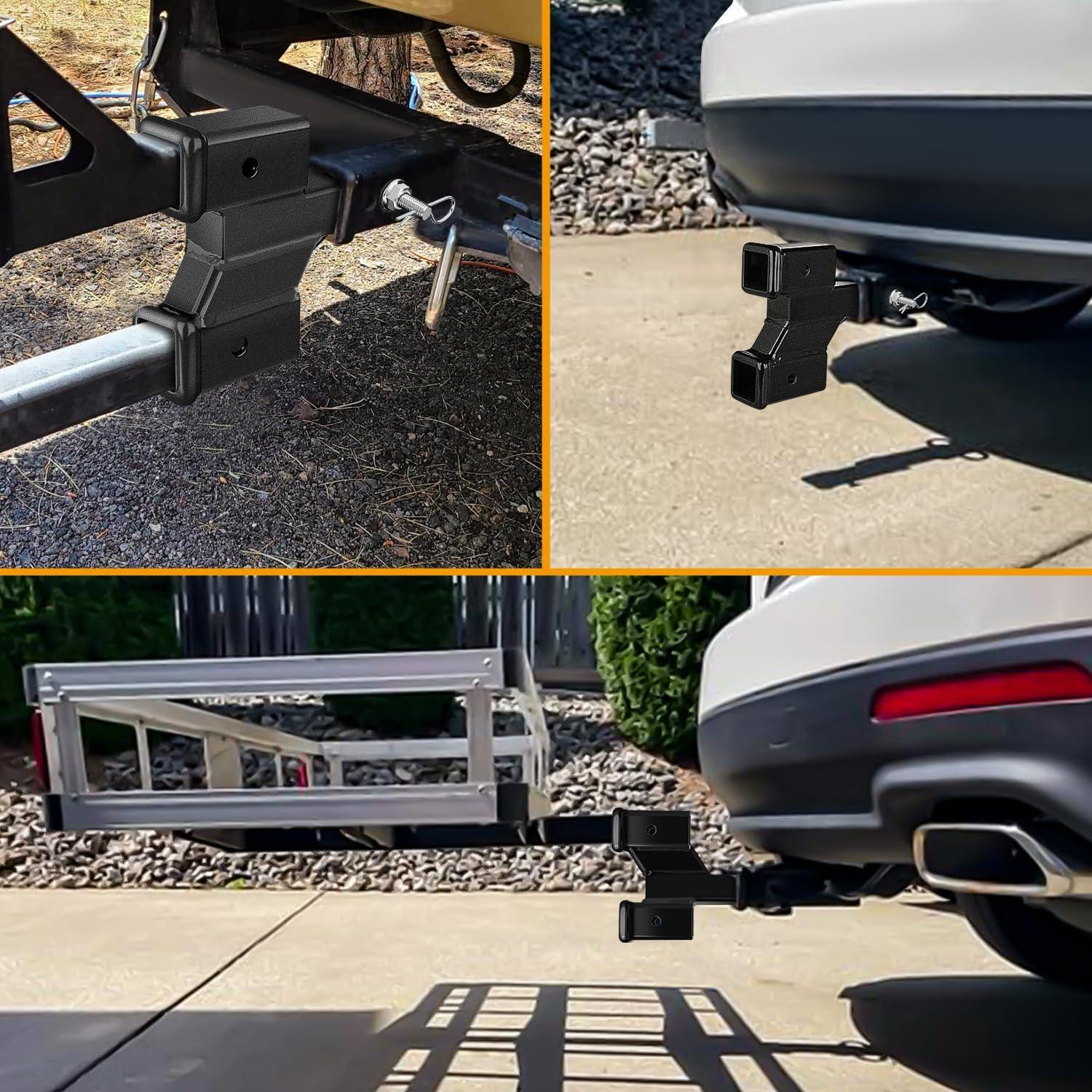imageNilight Hitch Adapter 2quot x 9quot Combo Bar Trailer Receiver Tube Weldon Raw Steel Hitch Bar2 Dual Hitch w2 4 RiseDrop
