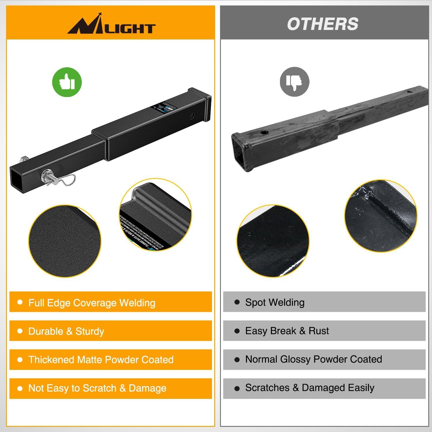 imageNilight Hitch Adapter 2quot x 9quot Combo Bar Trailer Receiver Tube Weldon Raw Steel Hitch Bar2 Hitch Extender 18Inch