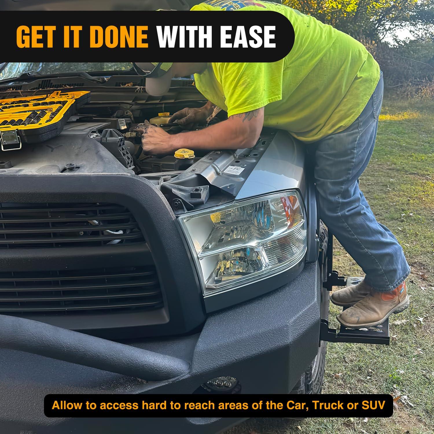 imageNilight Hitch Step with 2quot Hitch Receiver Rear Bumper Guard Protector Compatible with Car Truck Vehicles Upgraded Textured Black Hitch Step Bar with Hitch Lock ampamp UBolts StabilizeTire Step Black