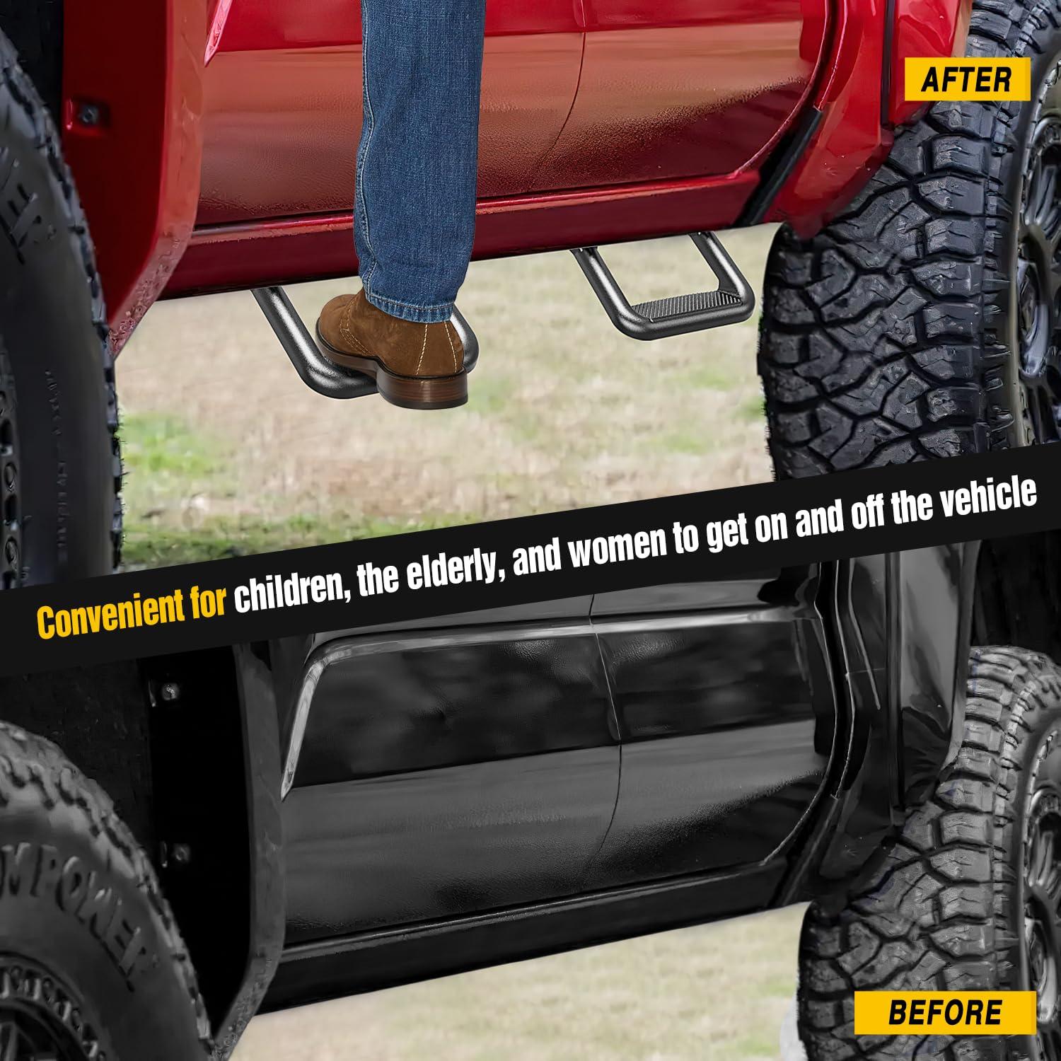 imageNilight Hitch Step with 2quot Hitch Receiver Rear Bumper Guard Protector Compatible with Car Truck Vehicles Upgraded Textured Black Hitch Step Bar with Hitch Lock ampamp UBolts Stabilize2Pcs Side Step Universal