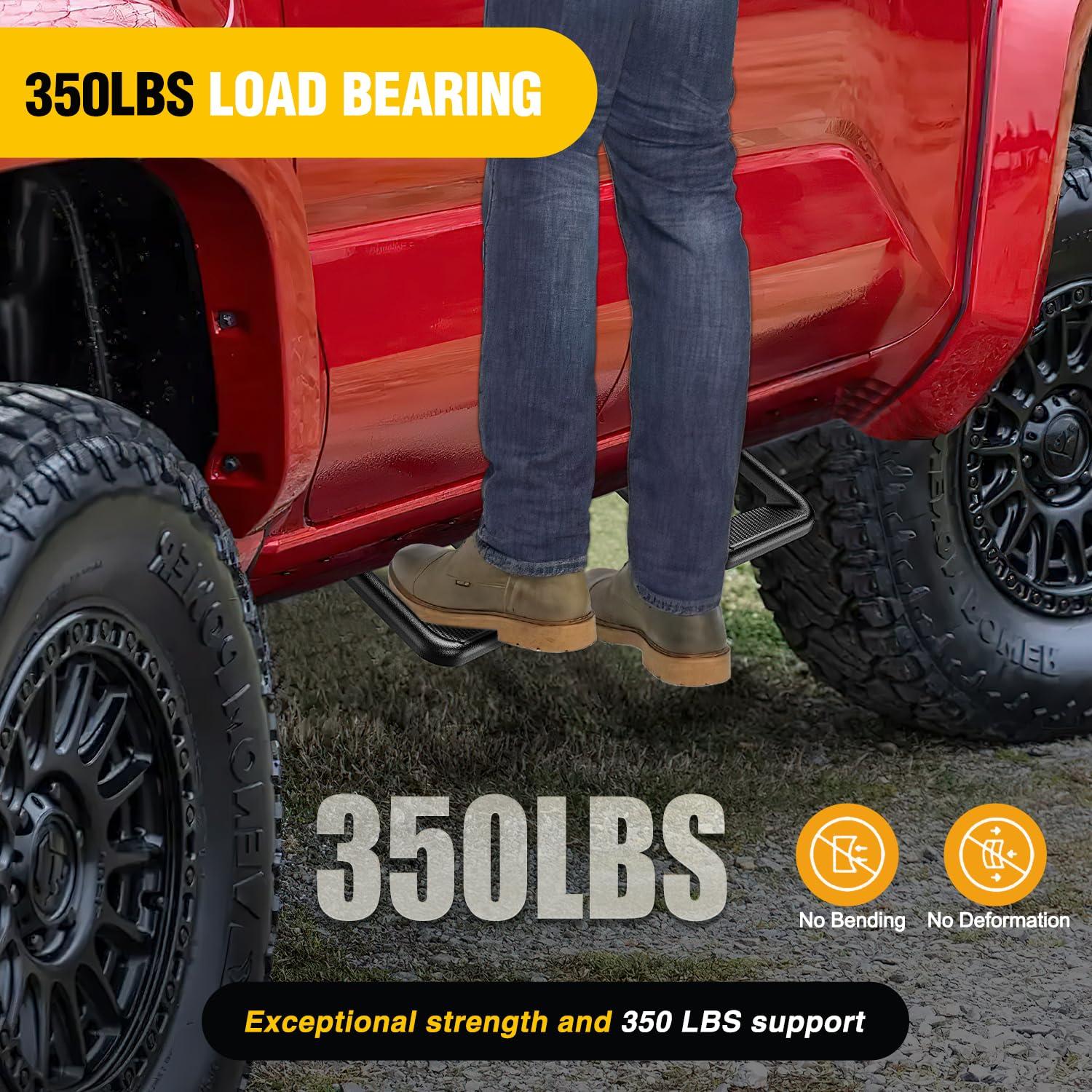 imageNilight Hitch Step with 2quot Hitch Receiver Rear Bumper Guard Protector Compatible with Car Truck Vehicles Upgraded Textured Black Hitch Step Bar with Hitch Lock ampamp UBolts Stabilize4Pcs Side Step Universal