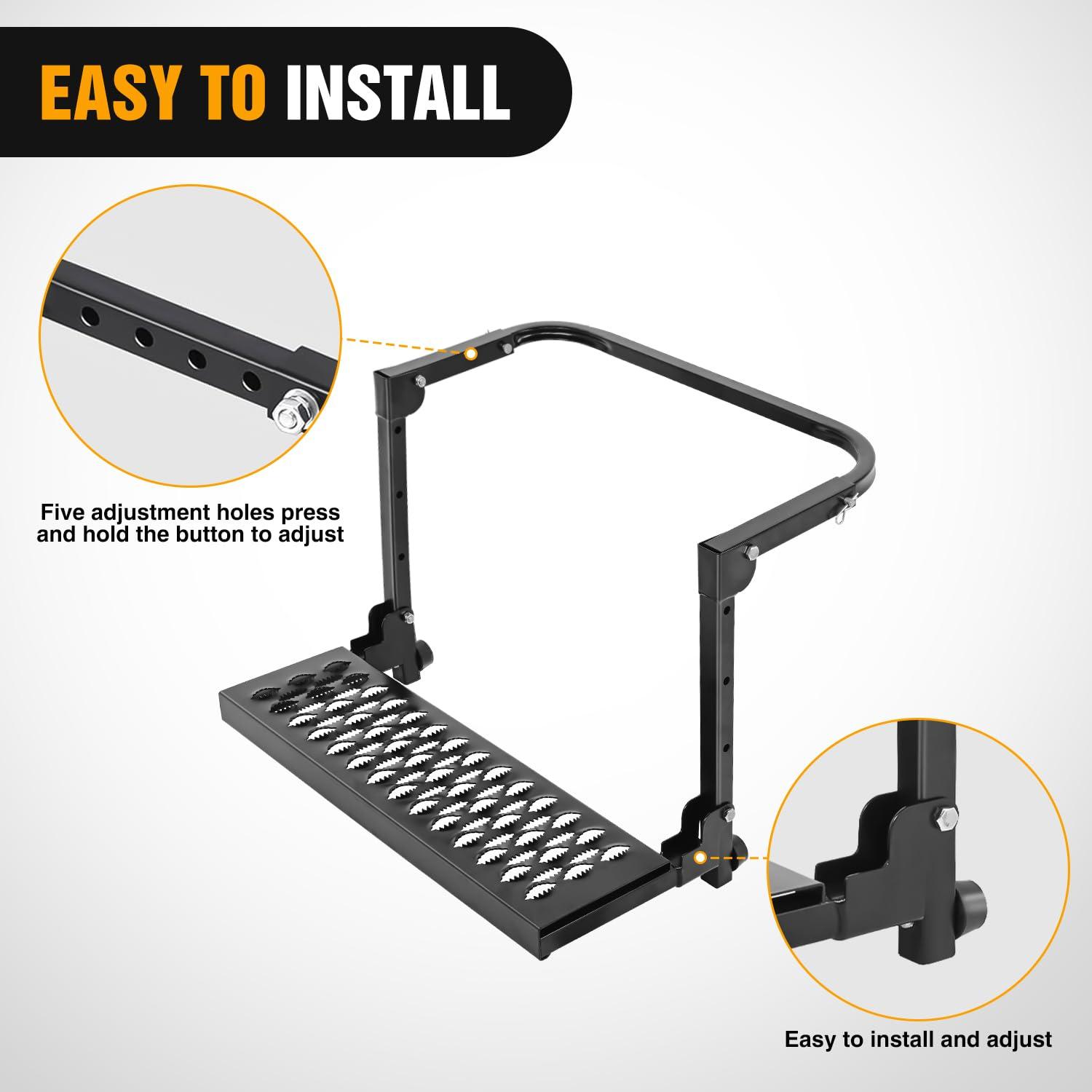 imageNilight Hitch Step with 2quot Hitch Receiver Rear Bumper Guard Protector Compatible with Car Truck Vehicles Upgraded Textured Black Hitch Step Bar with Hitch Lock ampamp UBolts StabilizeTire Step Black