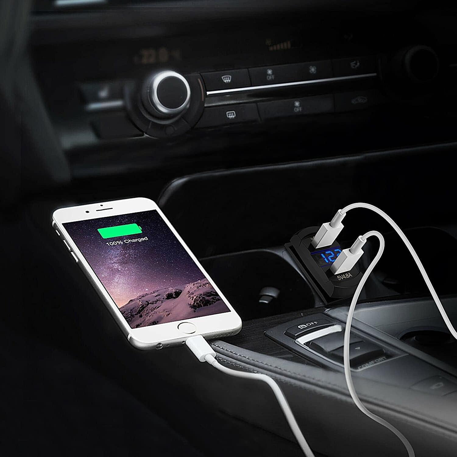 imageNilight Rocker Switch Style USB Outlet LED Voltmeter Quick Connector 12V PD Type C and USB QC 30 Cars Replacement with Inline Fuse for Switches Panel on Boats RV Truck CarDual USB Voltmeter Blue