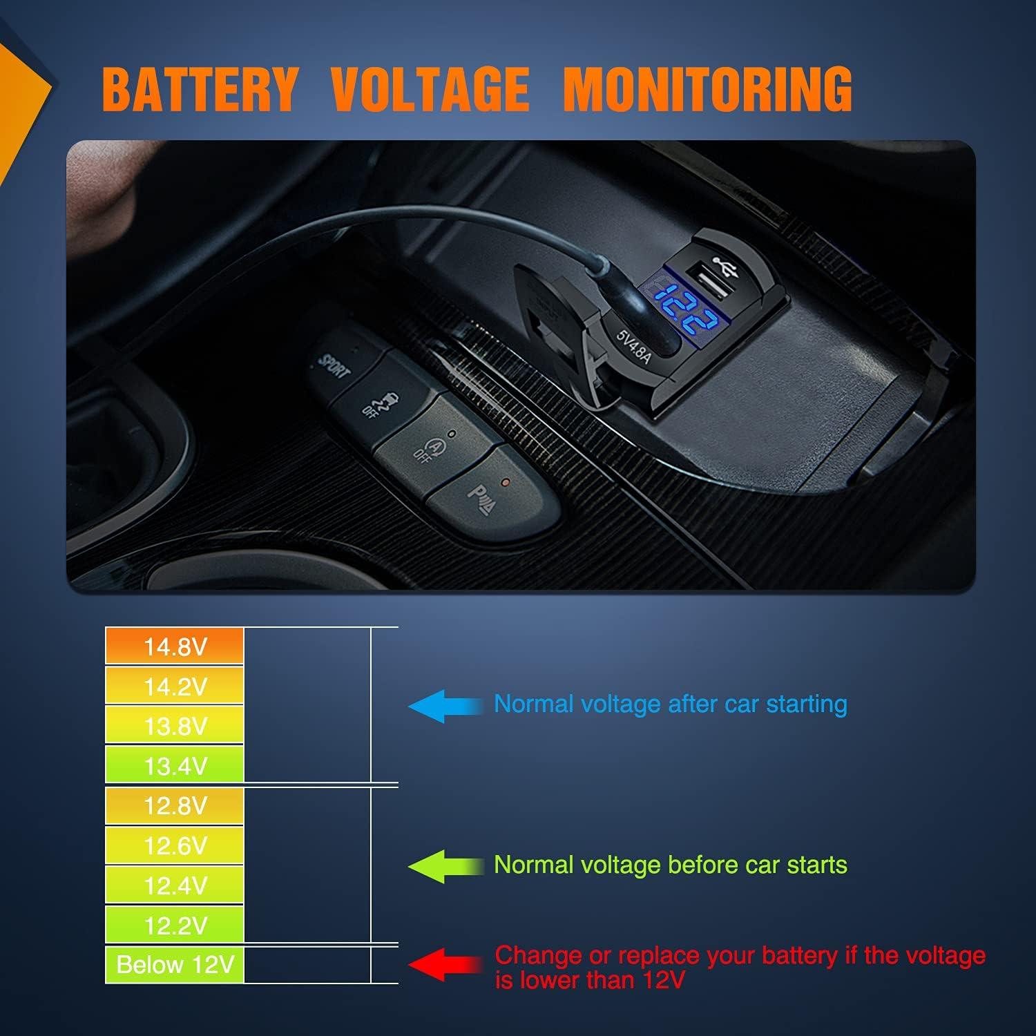 imageNilight Rocker Switch Style USB Outlet LED Voltmeter Quick Connector 12V PD Type C and USB QC 30 Cars Replacement with Inline Fuse for Switches Panel on Boats RV Truck CarDual USB Voltmeter Blue