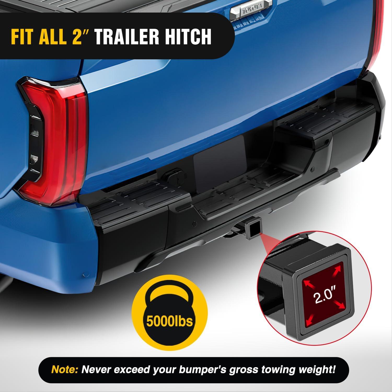 imageNilight Step Hitch Bumper Mount 2 Inch Receiver BoltOn Bike Hitch Receiver Tube Trailer Truck RV Cargo Receiver Hitch 5000 Lbs Powder Coated