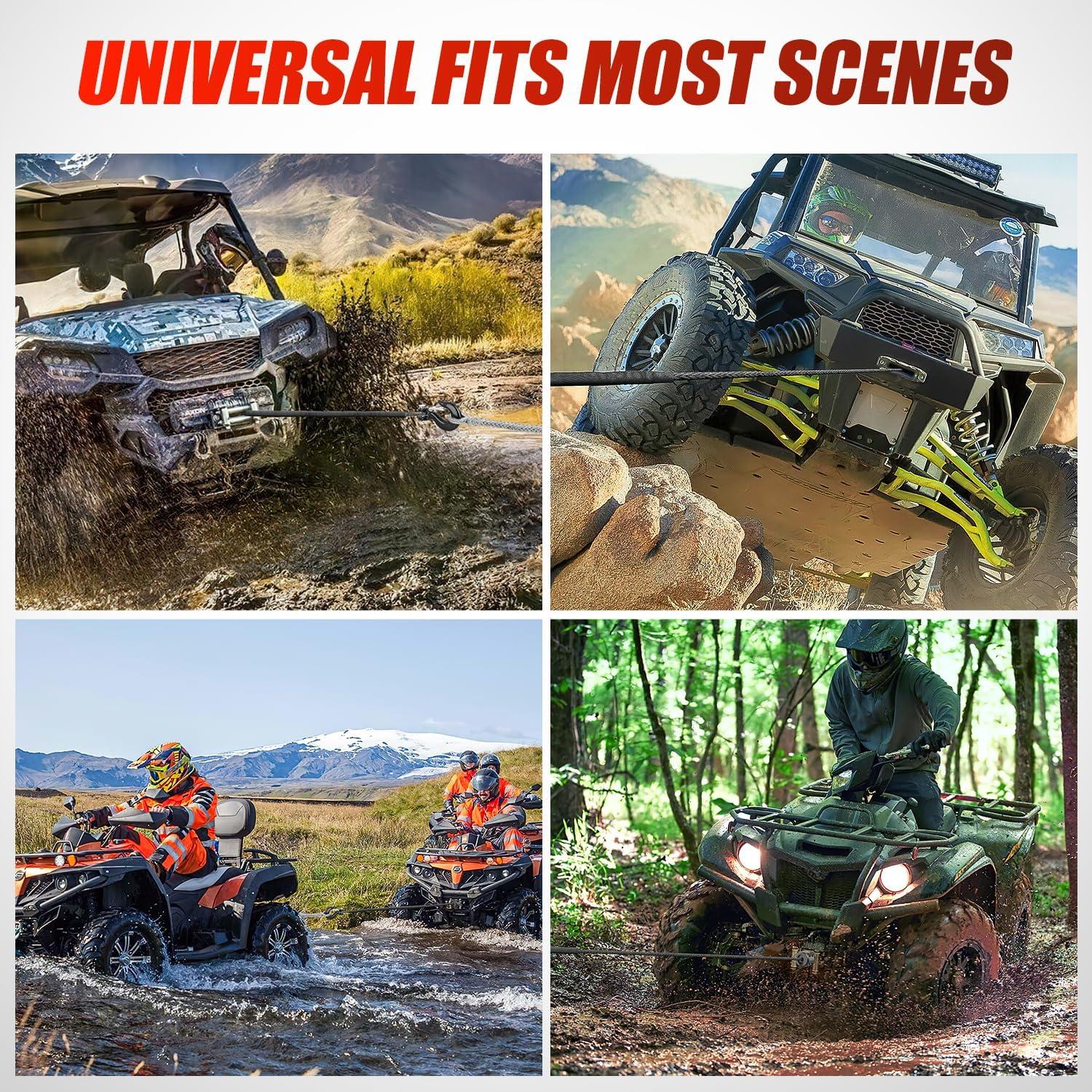 imageNilight Synthetic Winch Rope Kit 38 Inch X 100 25000 lbs with Red Jacket Rope Protective Sleeve Forged 35000lb Winch Hook Safety Strap Winch Cable Line for Off Road Vehicle Recovery Truck SUV BlackBlack