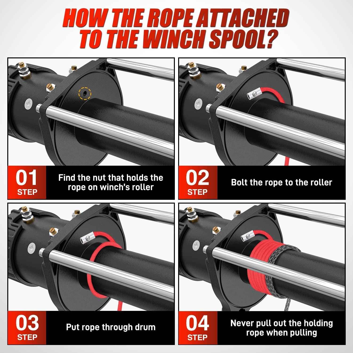 imageNilight Synthetic Winch Rope Kit 38 Inch X 100 25000 lbs with Red Jacket Rope Protective Sleeve Forged 35000lb Winch Hook Safety Strap Winch Cable Line for Off Road Vehicle Recovery Truck SUV BlackBlack