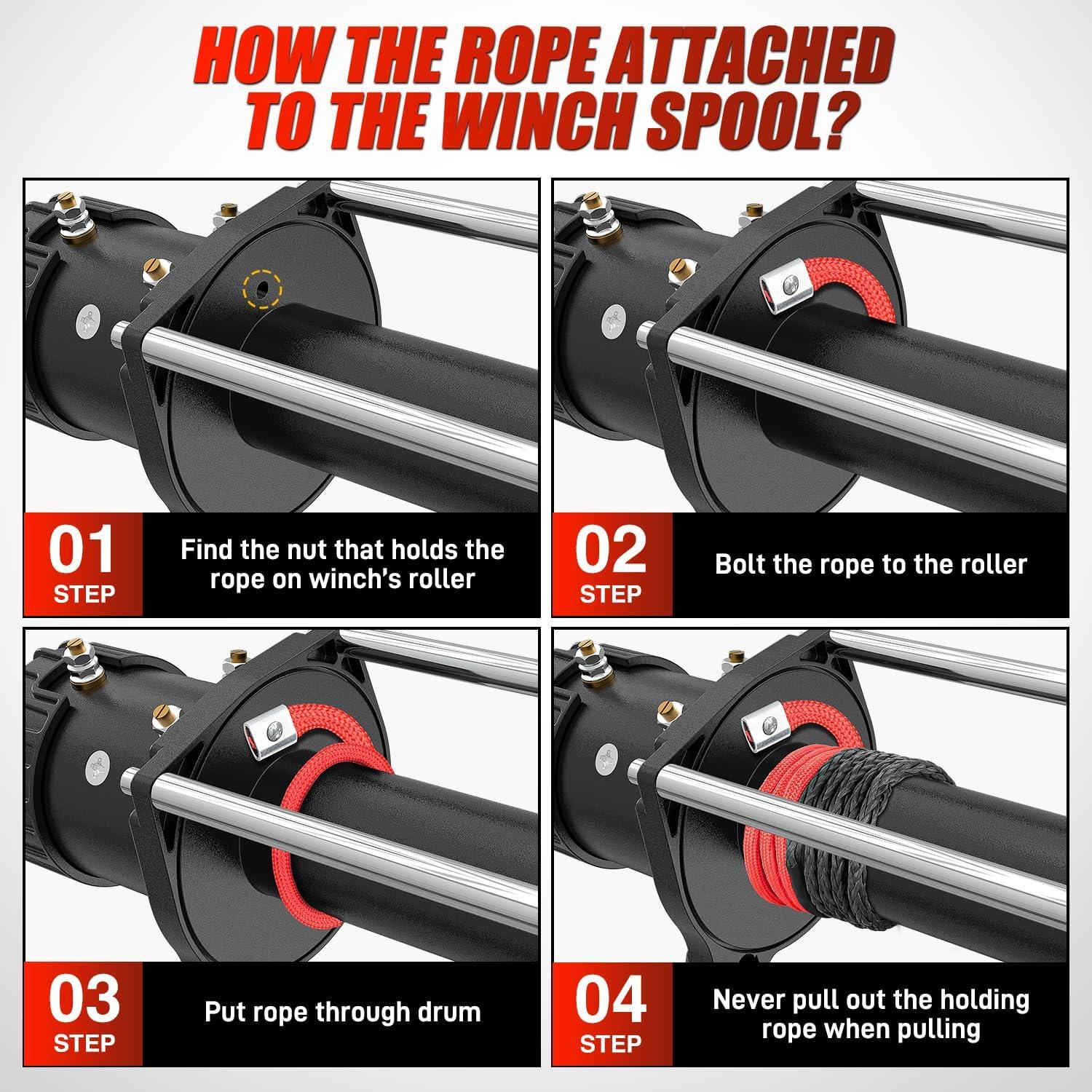 imageNilight Synthetic Winch Rope Kit 38 Inch X 100 25000 lbs with Red Jacket Rope Protective Sleeve Forged 35000lb Winch Hook Safety Strap Winch Cable Line for Off Road Vehicle Recovery Truck SUV BlackBlack