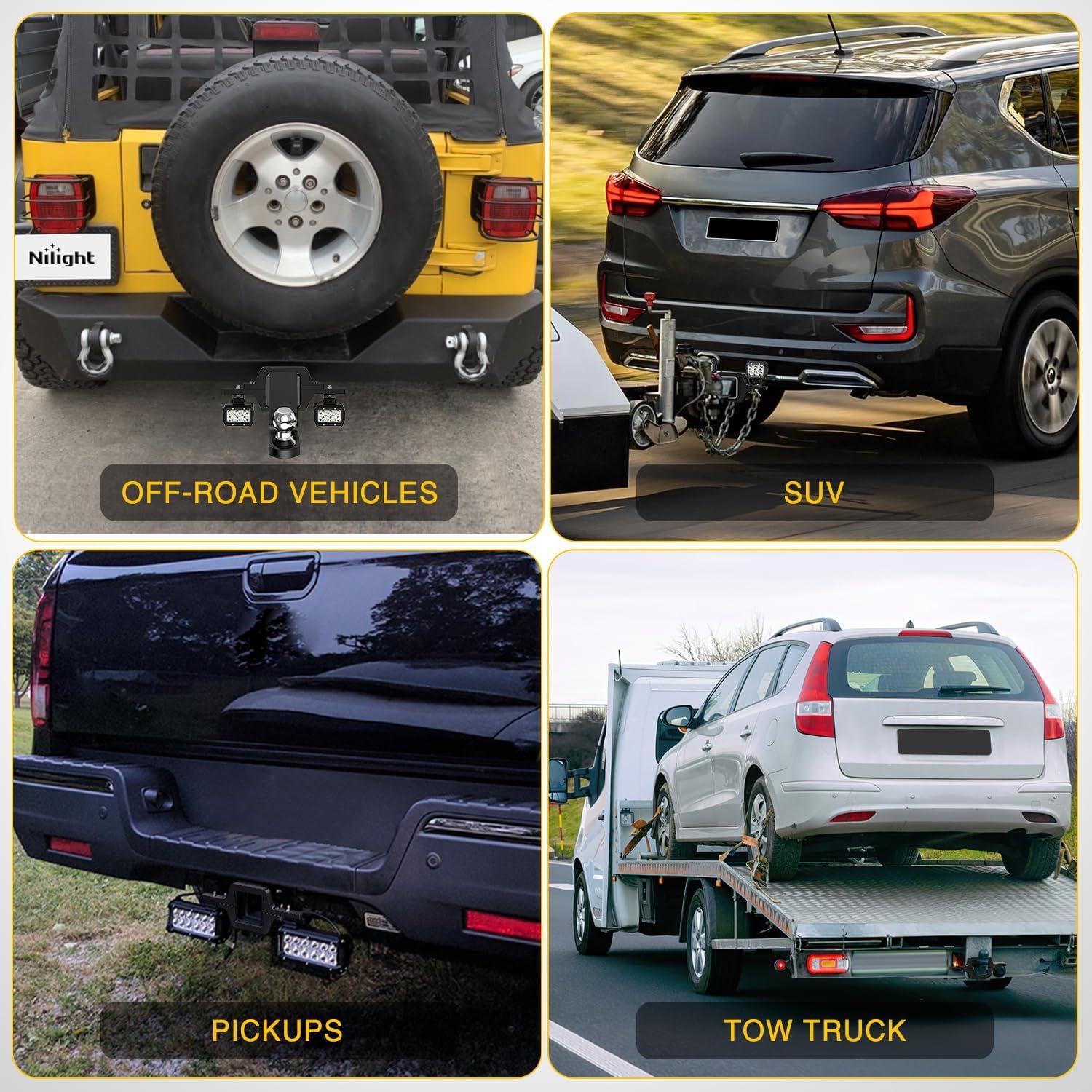 imageNilight Tow Hitch Bracket 2quot Universal Mounting Kit Reverse Road LED Work Light for Truck SUV Trailer RV25 inch Hitch