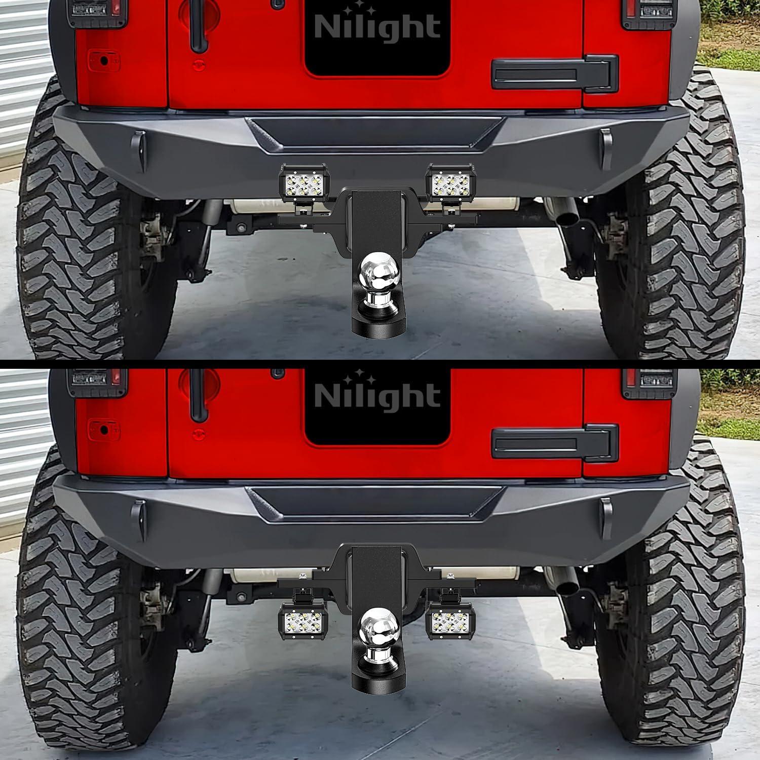 imageNilight Tow Hitch Bracket 2quot Universal Mounting Kit Reverse Road LED Work Light for Truck SUV Trailer RV25 inch Hitch