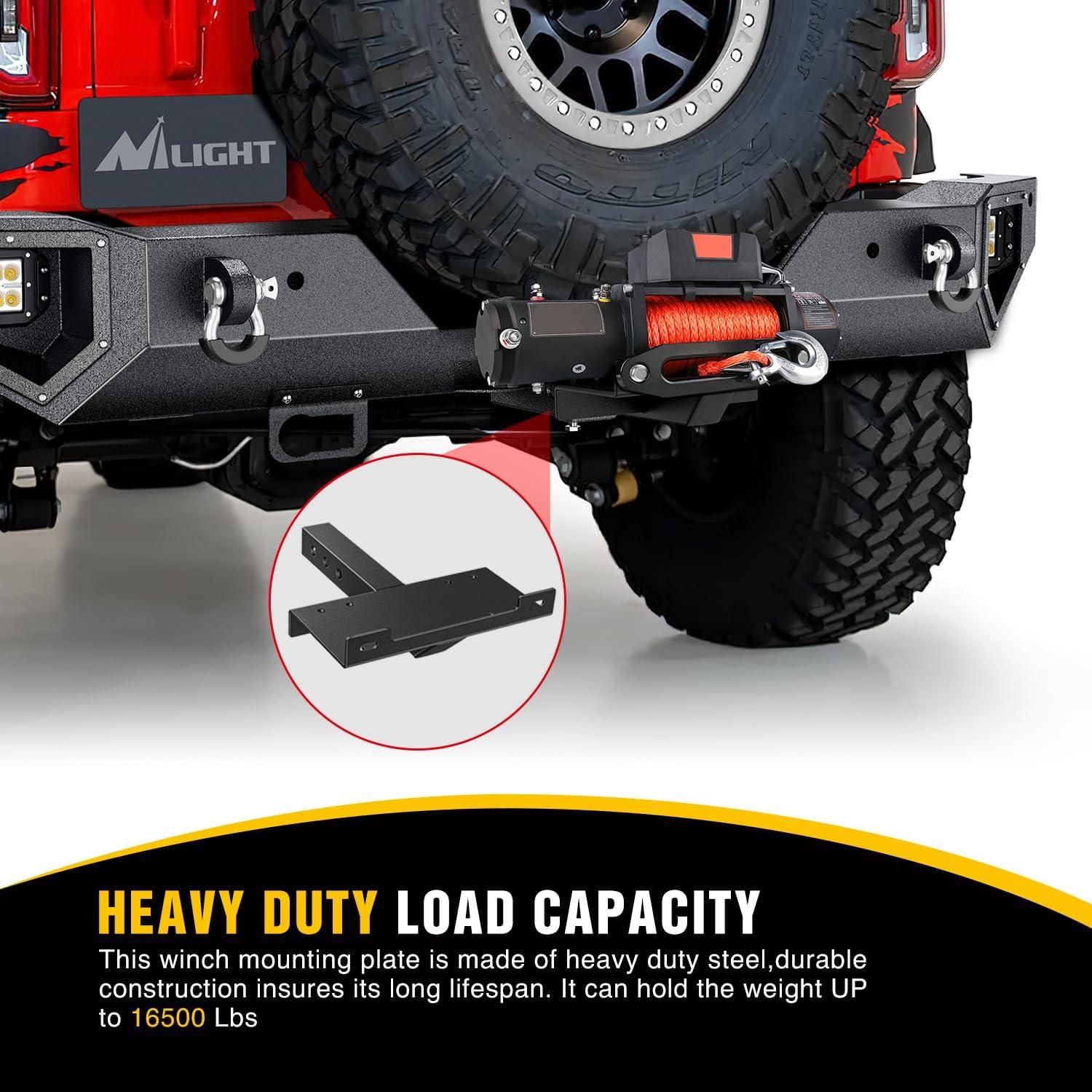 imageNilight Universal Trailer Hitch Winch Mounting Plate 10 x 4 12 Winch Bracket Winch Mounting 2 Inch Receiver Hitch Heavy Duty Steel 15000Lbs Capacity for ATV UTV SUV Truck Pickup10 x 4 12 Winch Mounting Plate