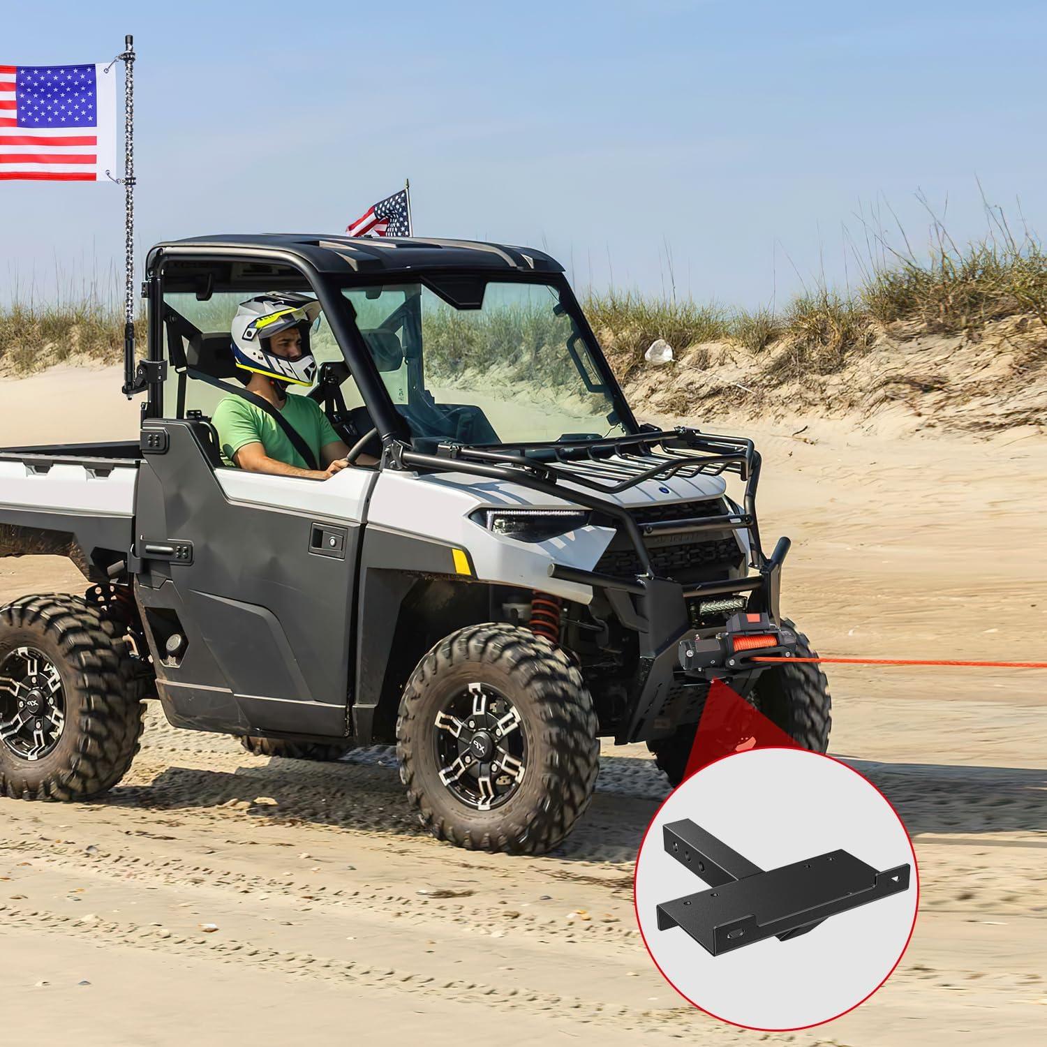 imageNilight Universal Trailer Hitch Winch Mounting Plate 10 x 4 12 Winch Bracket Winch Mounting 2 Inch Receiver Hitch Heavy Duty Steel 15000Lbs Capacity for ATV UTV SUV Truck Pickup10 x 4 12 Winch Mounting Plate