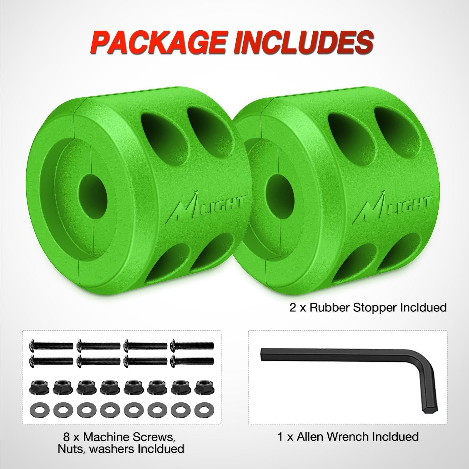 imageNilight Winch Stopper for ATV UTV Truck SUV Winch Cable Hook Rubber Stopper 2 Pack Protect Towing Hook Synthetic Rope Winch Accessories Rope Line Saver with Stainless Steel Screws Allen Wrenc GreenGreen
