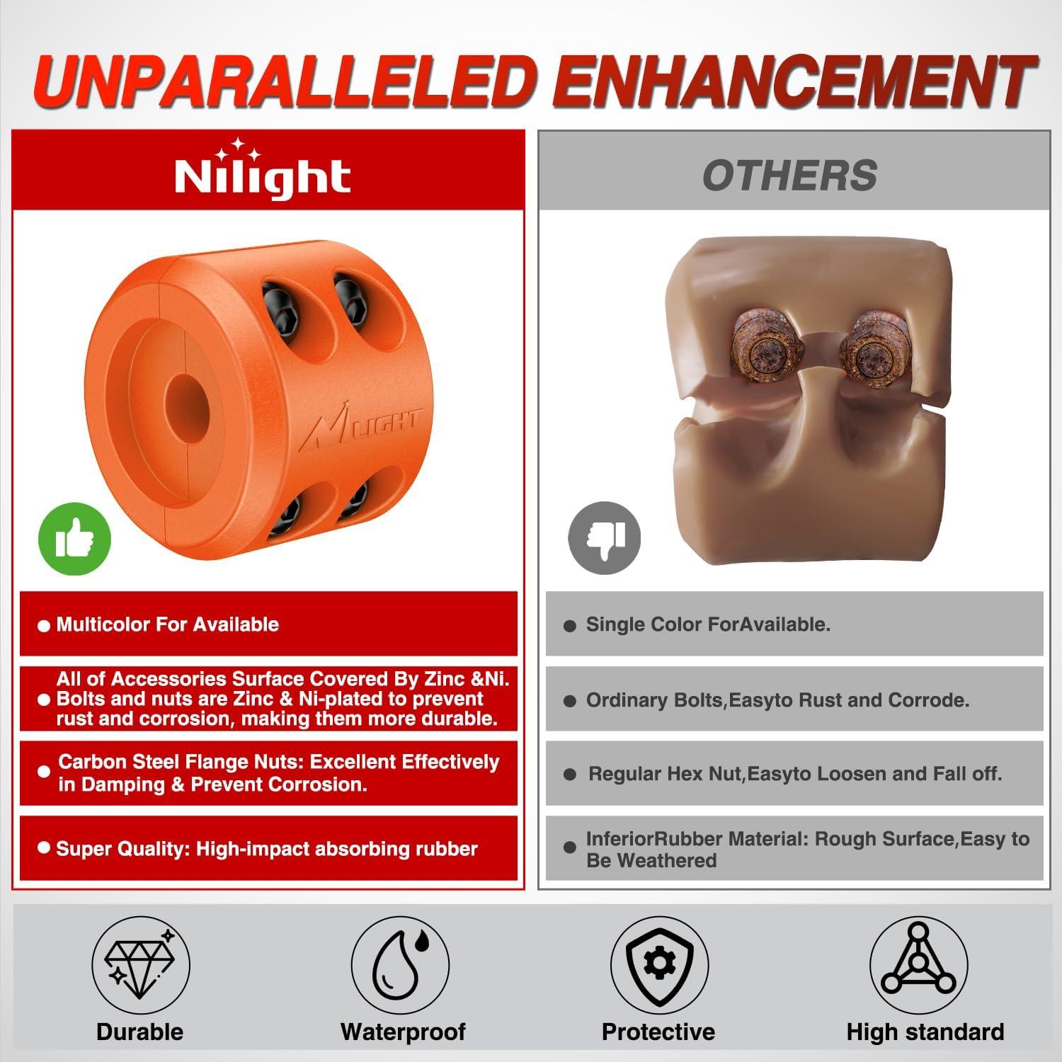 imageNilight Winch Stopper for ATV UTV Truck SUV Winch Cable Hook Rubber Stopper 2 Pack Protect Towing Hook Synthetic Rope Winch Accessories Rope Line Saver with Stainless Steel Screws Allen Wrenc GreenOrange