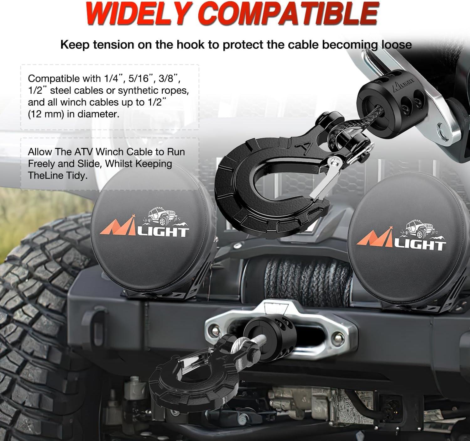 imageNilight Winch Stopper for ATV UTV Truck SUV Winch Cable Hook Rubber Stopper 2 Pack Protect Towing Hook Synthetic Rope Winch Accessories Rope Line Saver with Stainless Steel Screws Allen Wrenc GreenBlack