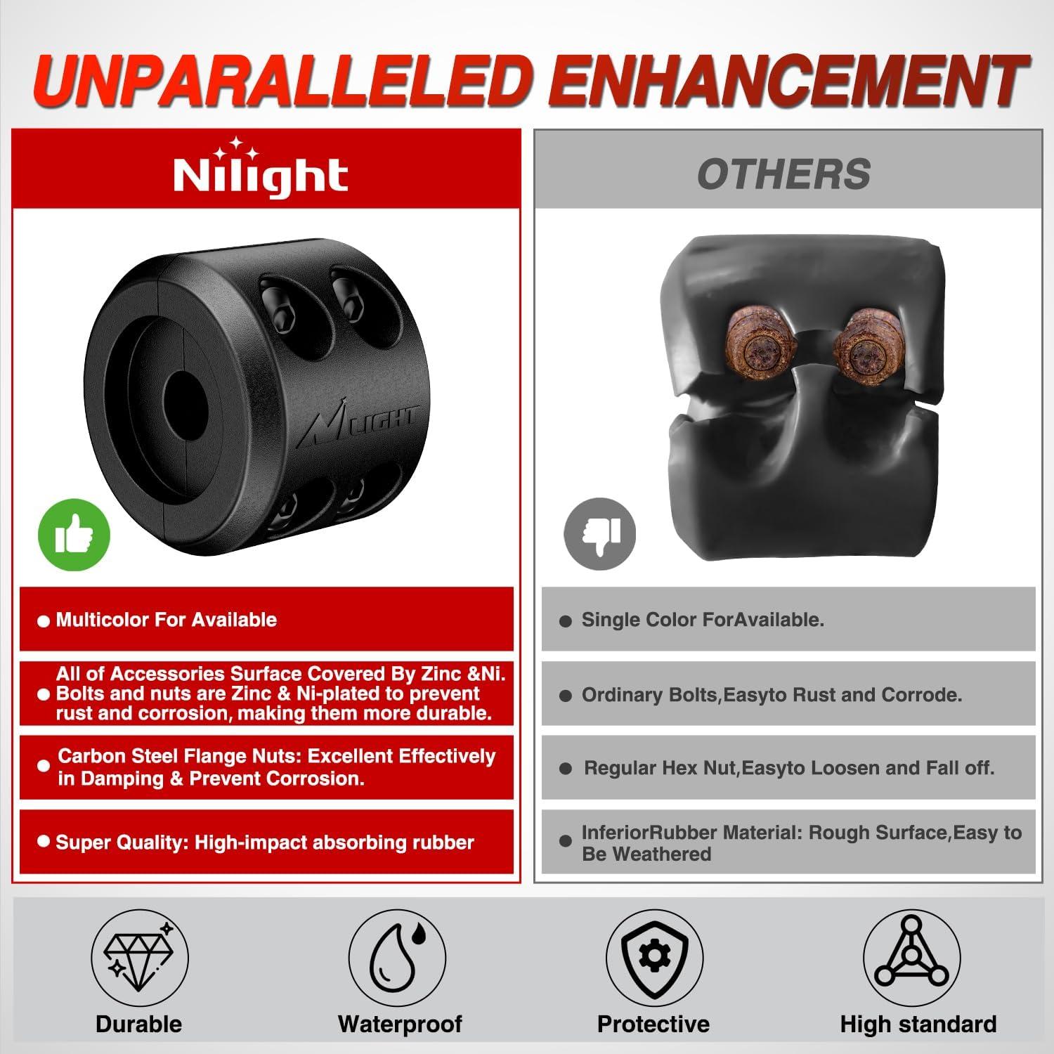 imageNilight Winch Stopper for ATV UTV Truck SUV Winch Cable Hook Rubber Stopper 2 Pack Protect Towing Hook Synthetic Rope Winch Accessories Rope Line Saver with Stainless Steel Screws Allen Wrenc GreenBlack