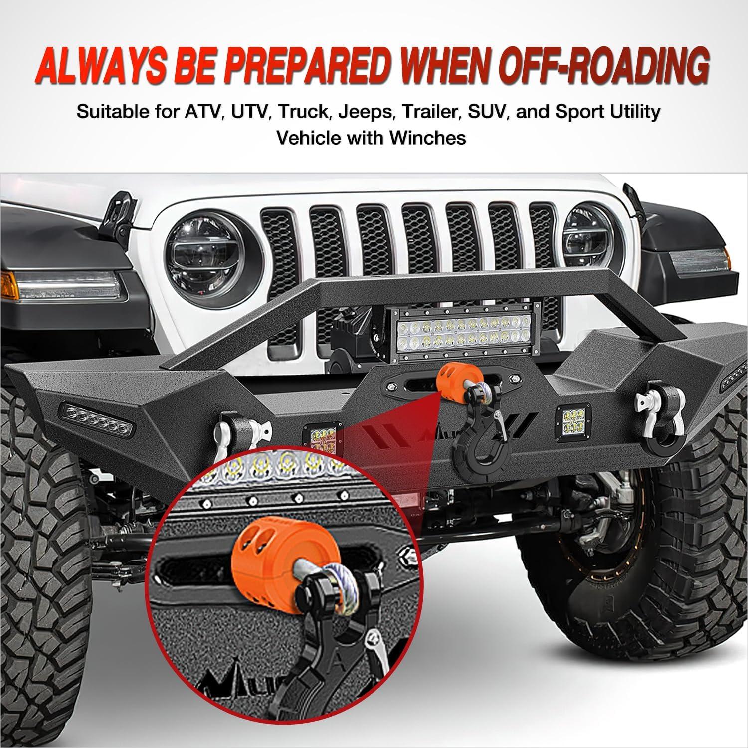 imageNilight Winch Stopper for ATV UTV Truck SUV Winch Cable Hook Rubber Stopper 2 Pack Protect Towing Hook Synthetic Rope Winch Accessories Rope Line Saver with Stainless Steel Screws Allen Wrenc GreenOrange