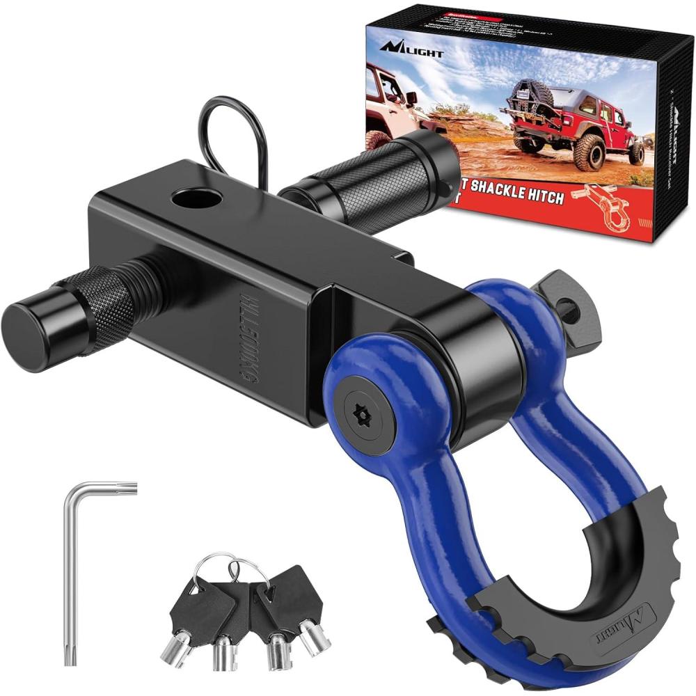 imageNilight 10 Ton Winch Snatch Block Towing Pulley Blocks 22000 LBS Capacity Heavy Duty OffRoad Recovery Accessory for Synthetic Rope or Steel Cable Universal Tackle Block for Truck Tractor ATVampampUTVHitch w Lock Pin Black Blue