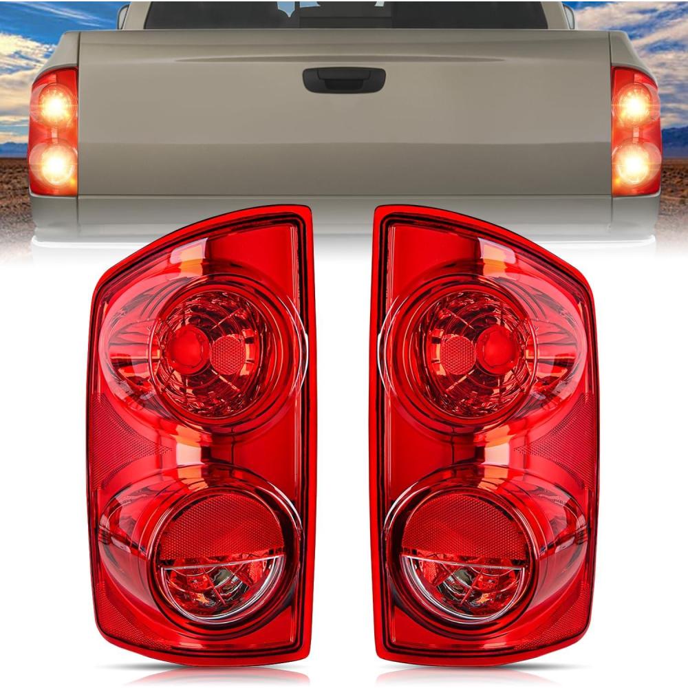 imageNilight 2007 2008 2009 Dodge Ram Headlight Assembly 2 Pack Compatible with 20062008 Dodge Ram 1500 20062009 Dodge Ram 2500 3500 Headlamp Replacement Driver and Passenger SideRedPair