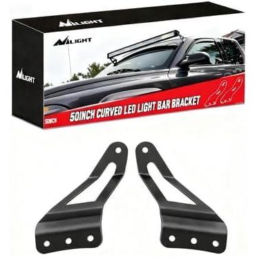 imageNilight 2PCS 52 inch Curved LED Light Bar Bracket at Upper Windshield Roof Cab for 19842001 Jeep Cherokee XJ ampamp 19861992 Comanche MJChevy 20072013 50 Light Bracket