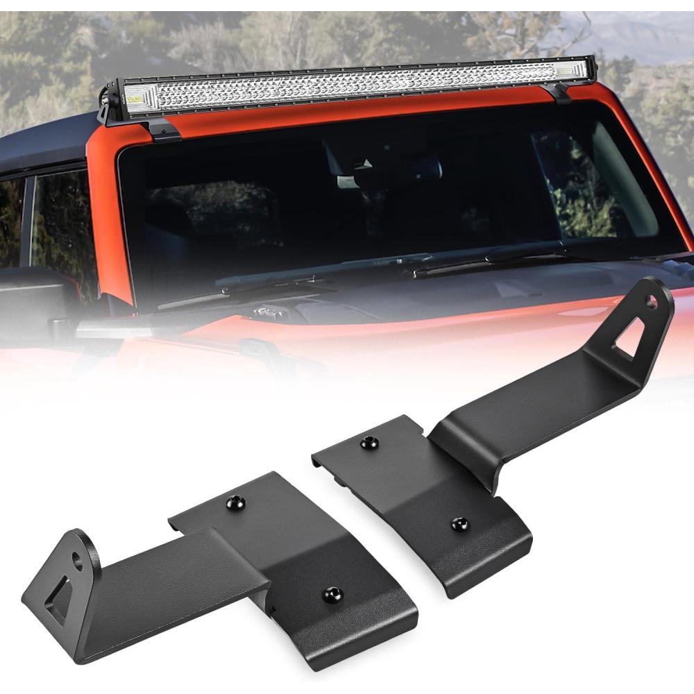 imageNilight 2PCS 52 inch Curved LED Light Bar Bracket at Upper Windshield Roof Cab for 19842001 Jeep Cherokee XJ ampamp 19861992 Comanche MJFord Bronco 20212024 52 Light Bracket