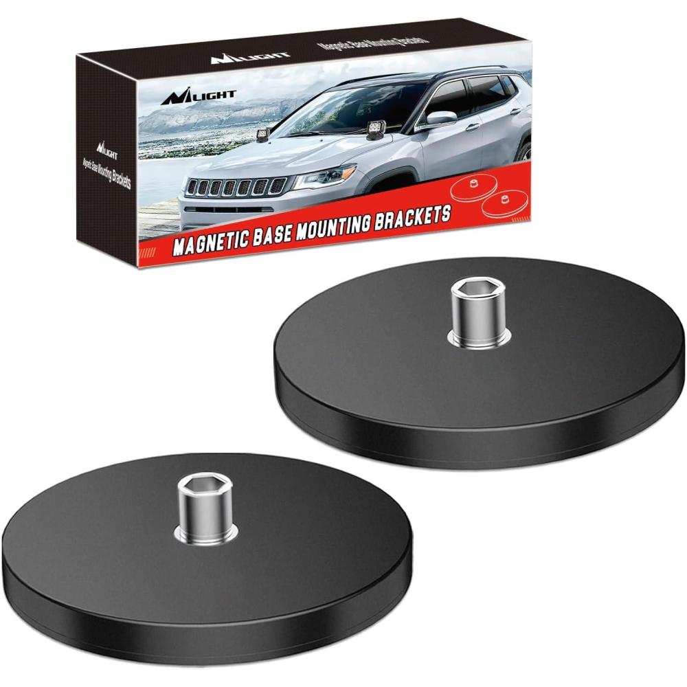 imageNilight 2PCS Magnetic Base LED Light Bar Mounting Brackets Powerful Sucker Holder for BottomMounted Offroad Work Auxiliary Lamps Mounts on Hood APillar2Pcs Magnetic Base