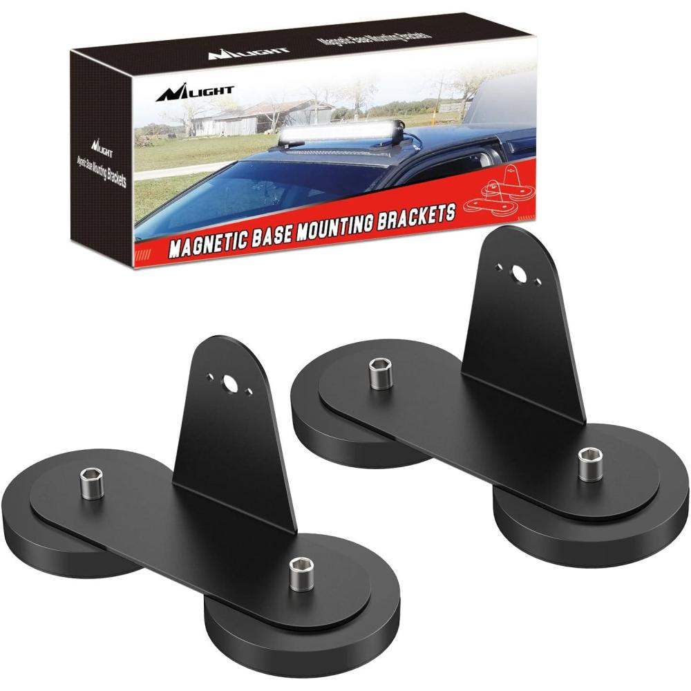 imageNilight 2PCS Magnetic Base LED Light Bar Mounting Brackets Powerful Sucker Holder for BottomMounted Offroad Work Auxiliary Lamps Mounts on Hood APillar2Pcs SideMounted Magnetic Base