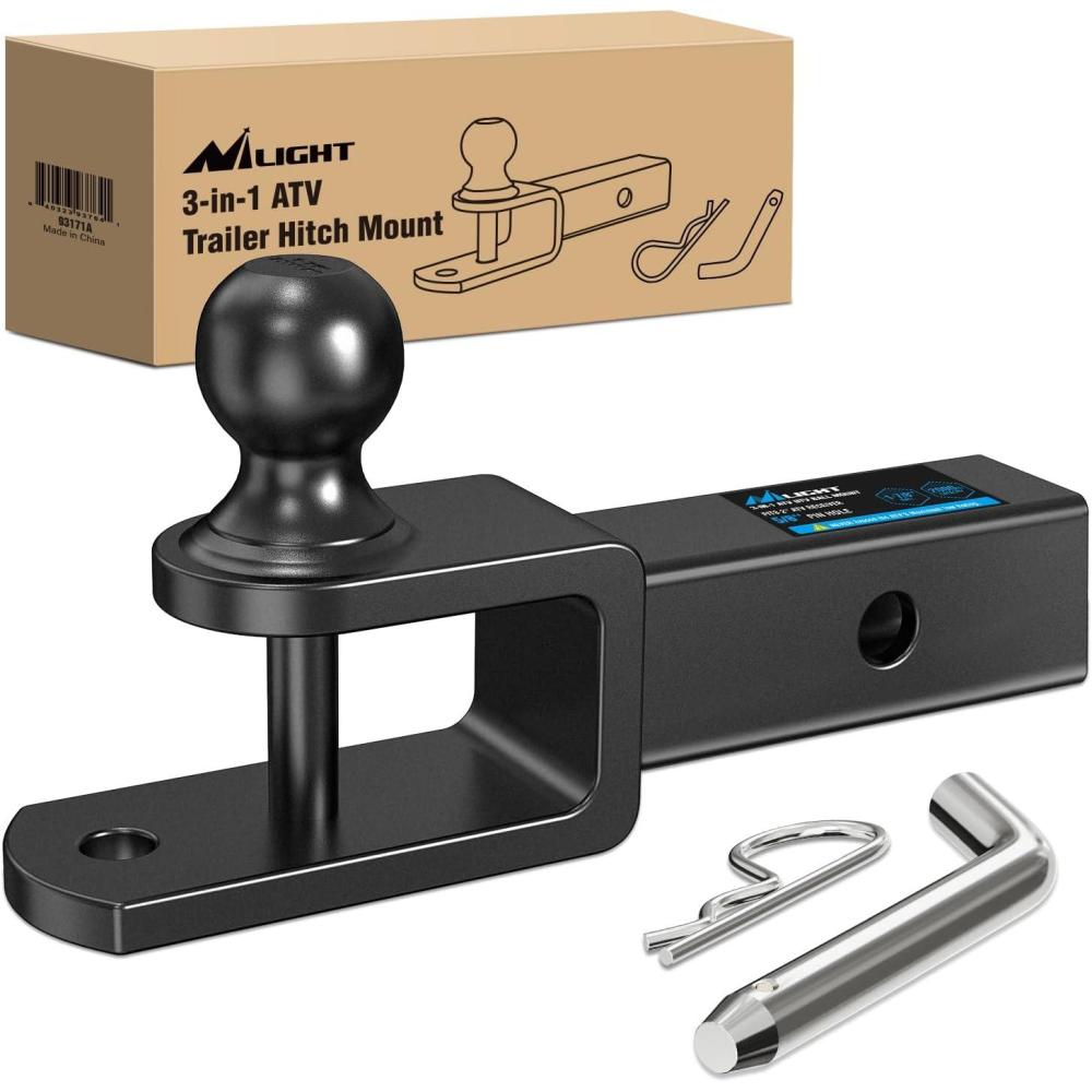 imageNilight 3 in 1 ATV UTV Multi Hitch Mount with 178 inch Ball Hitch Rated 2000 LBS Fits 114 Inch Receiver Winch Strap Loop Rated 5000 LBS2 Hitch Receiver with 178 Ball